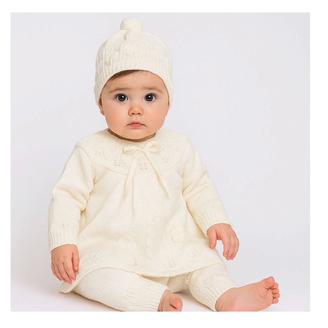Woolen baby Frock suit with Cap