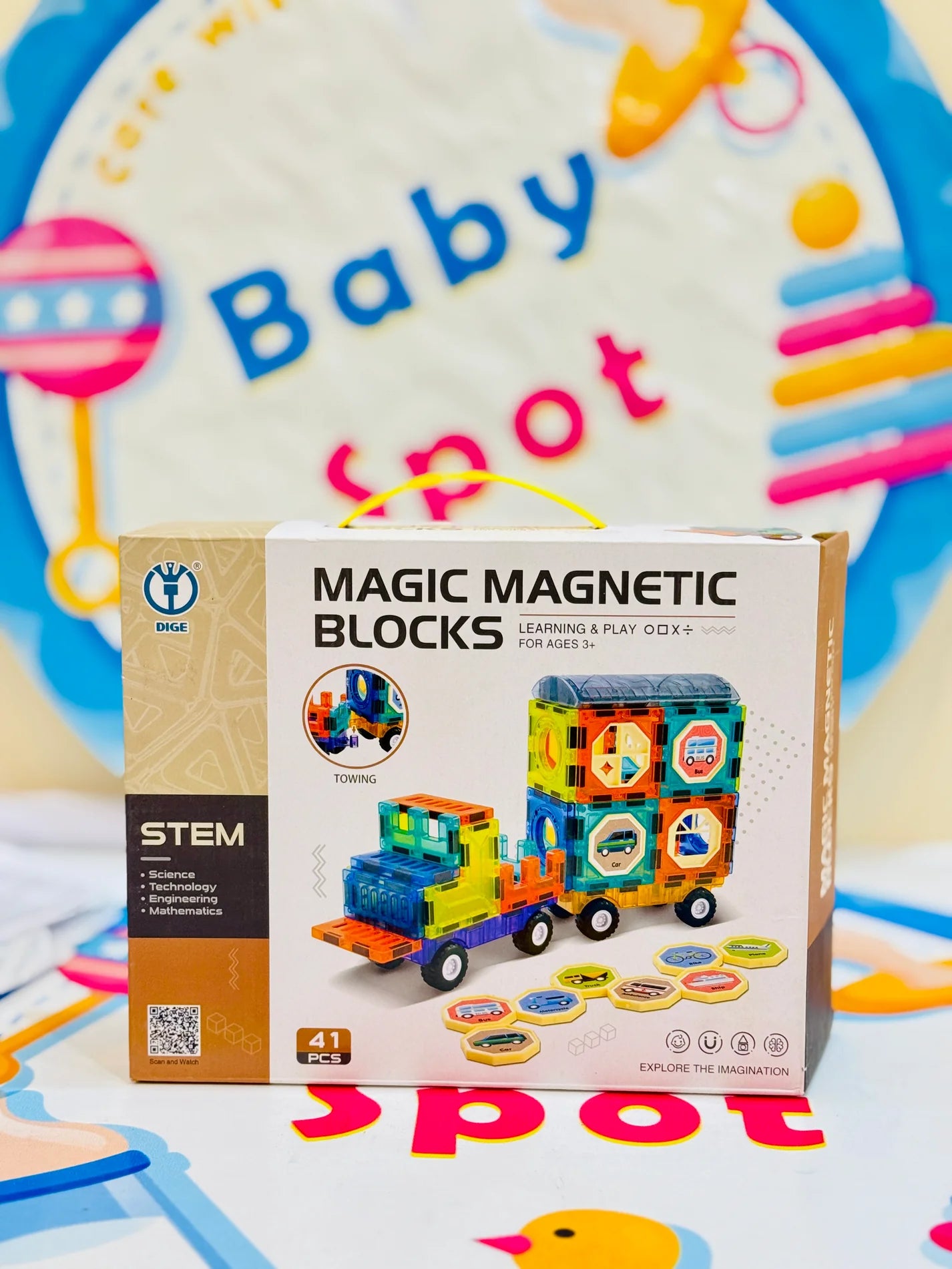 41-Piece STEM Magnetic Tiles – Build, Learn & Create! 🎨🔧