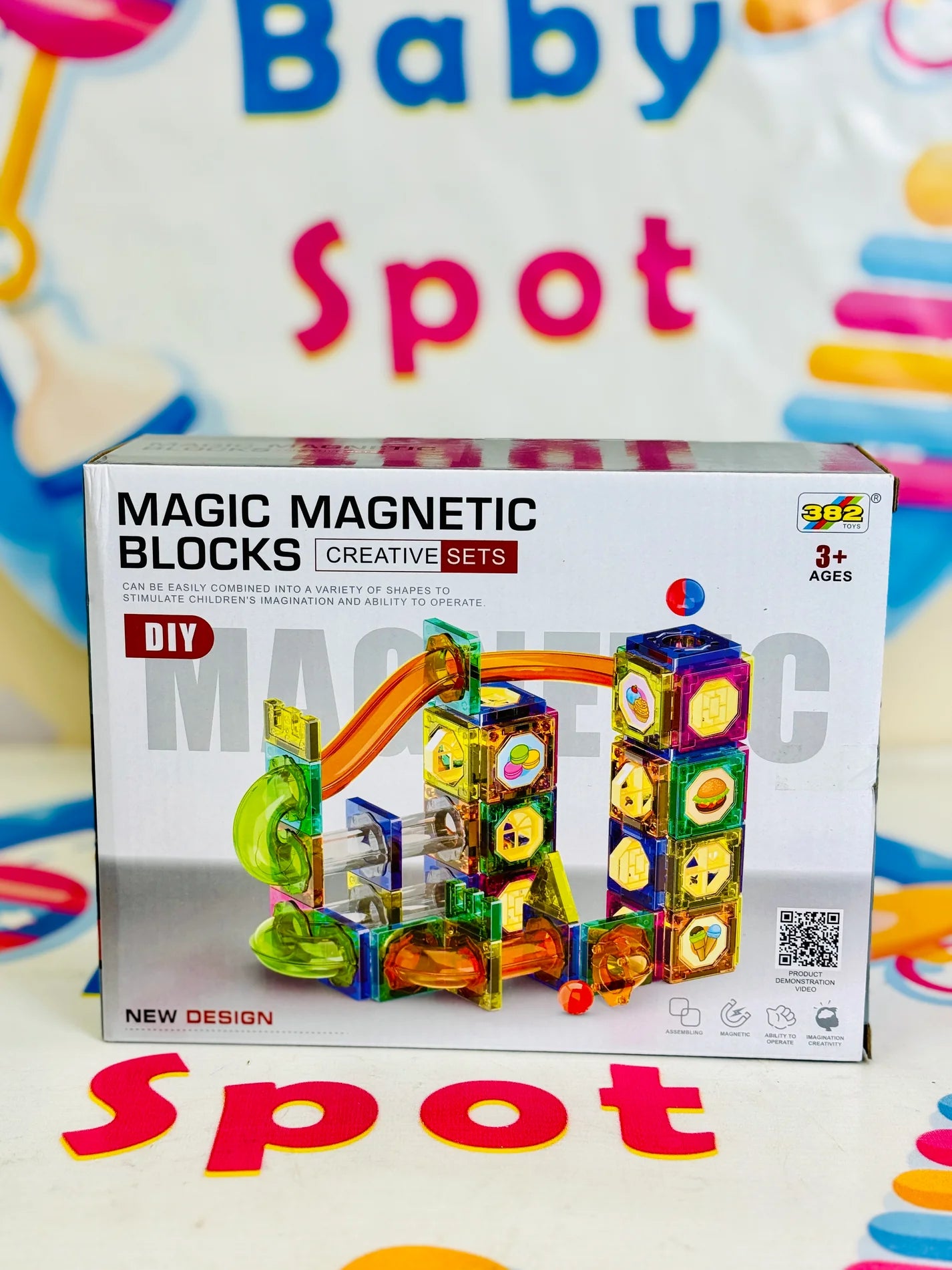 42-Piece Magnetic tiles with pipeline track – STEM Learning Building Blocks for Kids