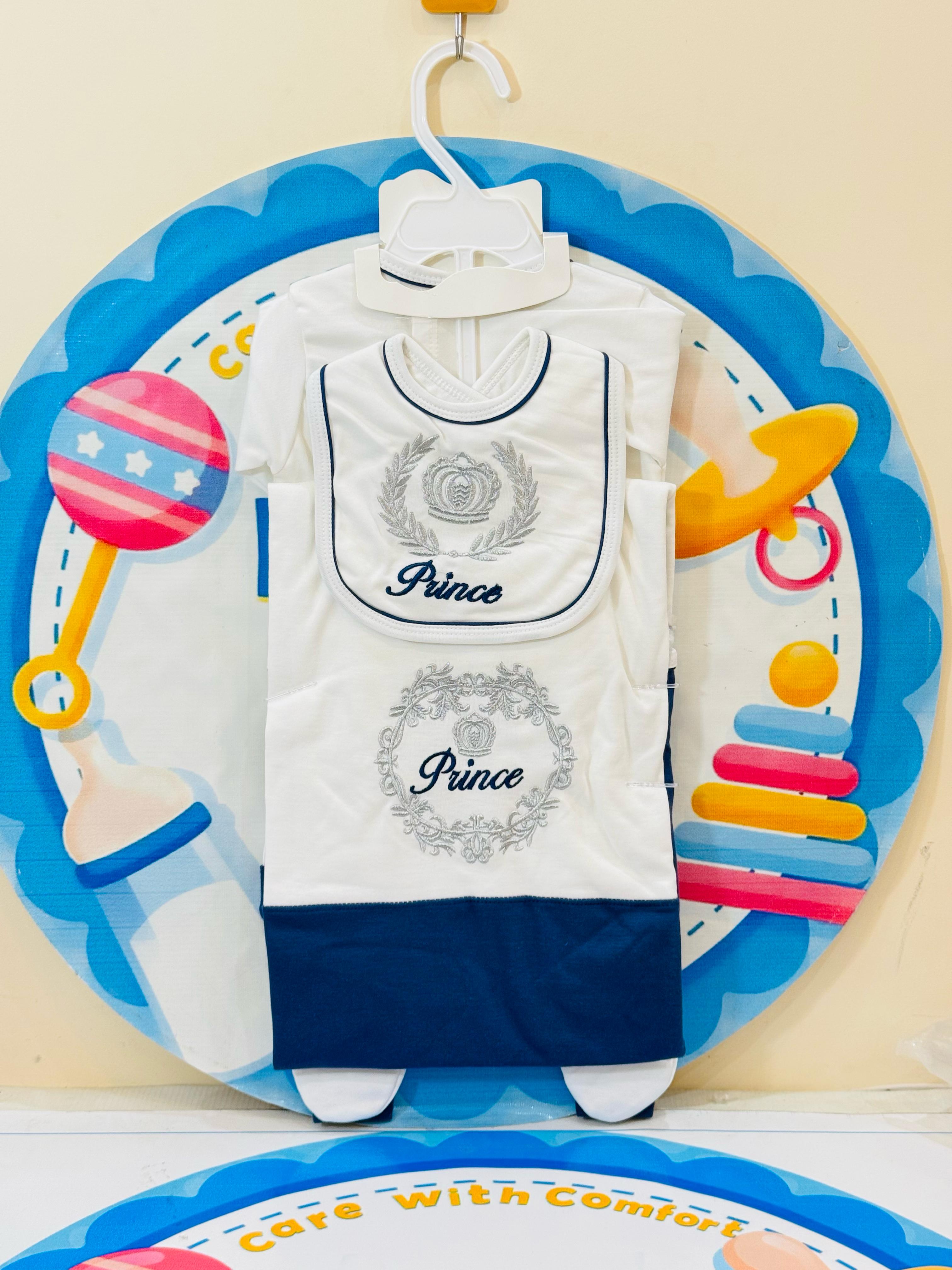 Premium 8-Pcs Starter Set for Little Prince – Newborn Must-Have!
Introducing our luxurious 8-piece baby boy starter set, thoughtfully curated to welcome your newborn with love and comfort.
• Includes: Pajama, Shirt, Wrapping Sheet, Bib, Cap, Mittens, Booties & a Matching Hanger
• Size: 0-3 Months
• Material: Super Soft & Breathable Fabric – Gentle on delicate baby skin
• Colors: Available in 5 Beautiful Shades
• Perfect For: Baby showers, gifting, hospital bag, and daily newborn wear
This adorable baby bo