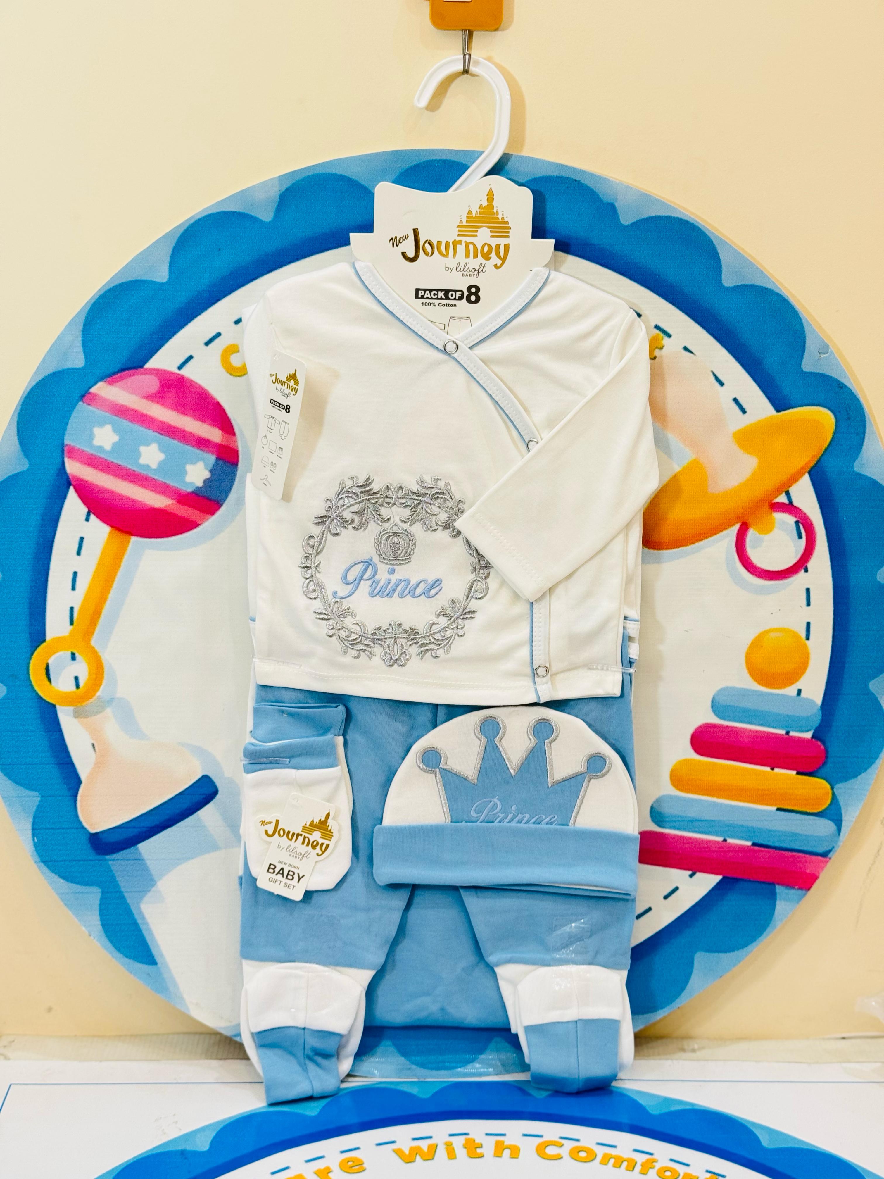 Premium 8-Pcs Starter Set for Little Prince ā Newborn Must-Have!
Introducing our luxurious 8-piece baby boy starter set, thoughtfully curated to welcome your newborn with love and comfort.
⢠Includes: Pajama, Shirt, Wrapping Sheet, Bib, Cap, Mittens, Booties & a Matching Hanger
⢠Size: 0-3 Months
⢠Material: Super Soft & Breathable Fabric ā Gentle on delicate baby skin
⢠Colors: Available in 5 Beautiful Shades
⢠Perfect For: Baby showers, gifting, hospital bag, and daily newborn wear
This adorable baby bo