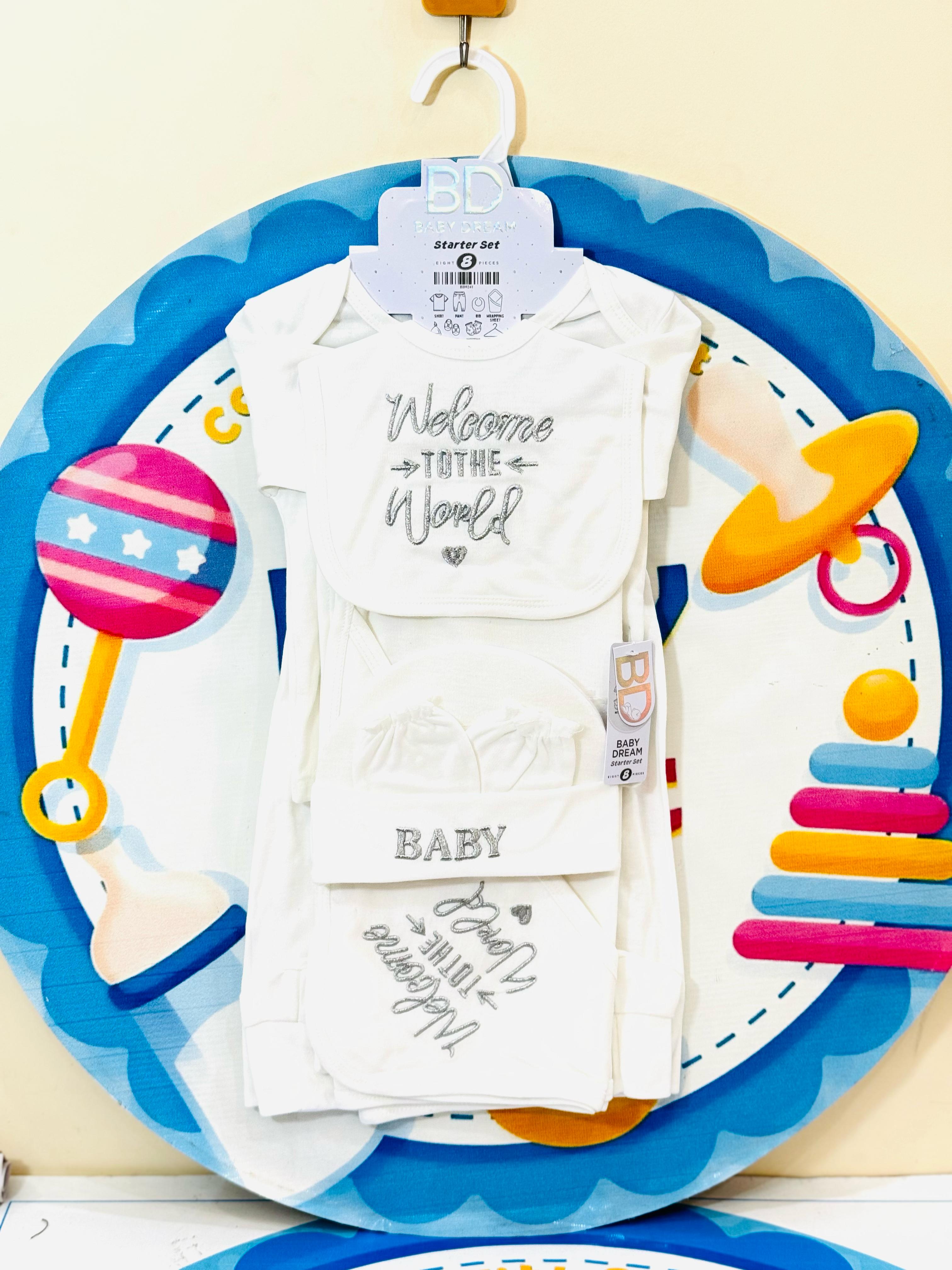 Here’s your updated and optimized Instagram product description for a 5-piece baby starter set (shirt, trouser, bib, cap, hanger), using trending keywords and hashtags relevant to baby clothing for newborns in Pakistan:
---
🧸 Baby 5 Pcs Blended Stuff Starter Set Collection 🌈👶
Make your newborn's first wardrobe special with our premium imported 5-piece starter set – designed with love and comfort for your baby’s delicate skin! 🇵🇰
💖 High-Quality Summer Material – Soft, breathable & gentle for newbo