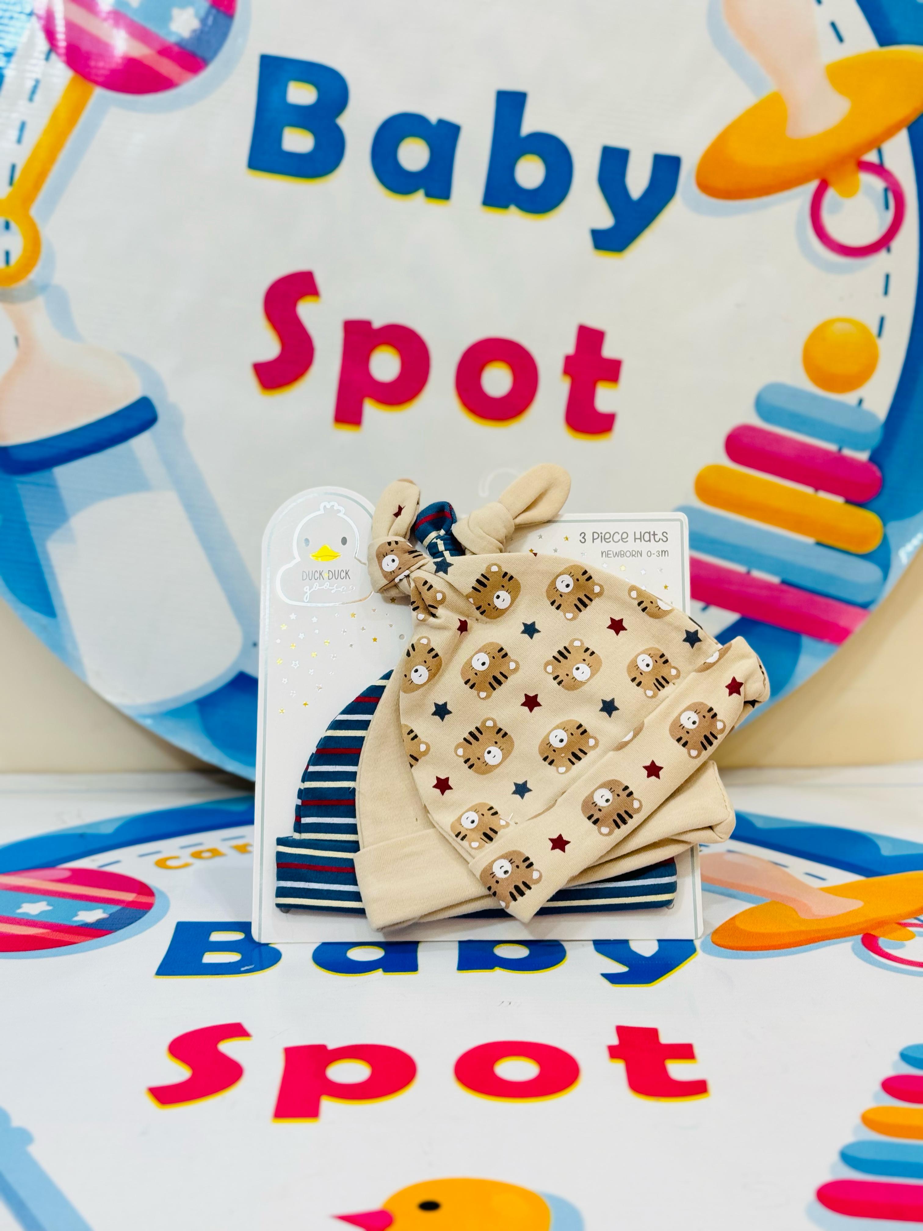 Sunnozy set of 3 knotted caps(0-6 months)