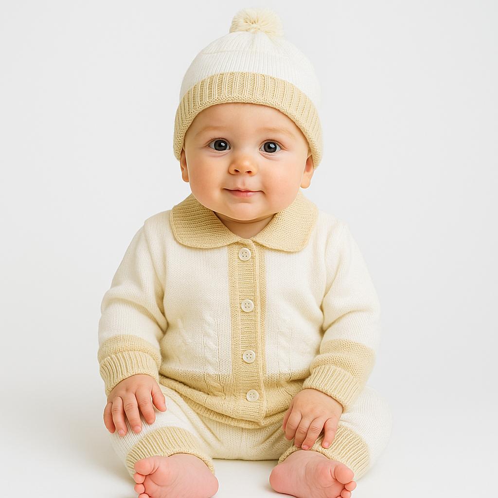 Pure Wool Baby Winter Pajama Suit with Matching Cap – 0–6 Months – winter baby 2 piece sets for newborns and infants in Pakistan | Baby Spot