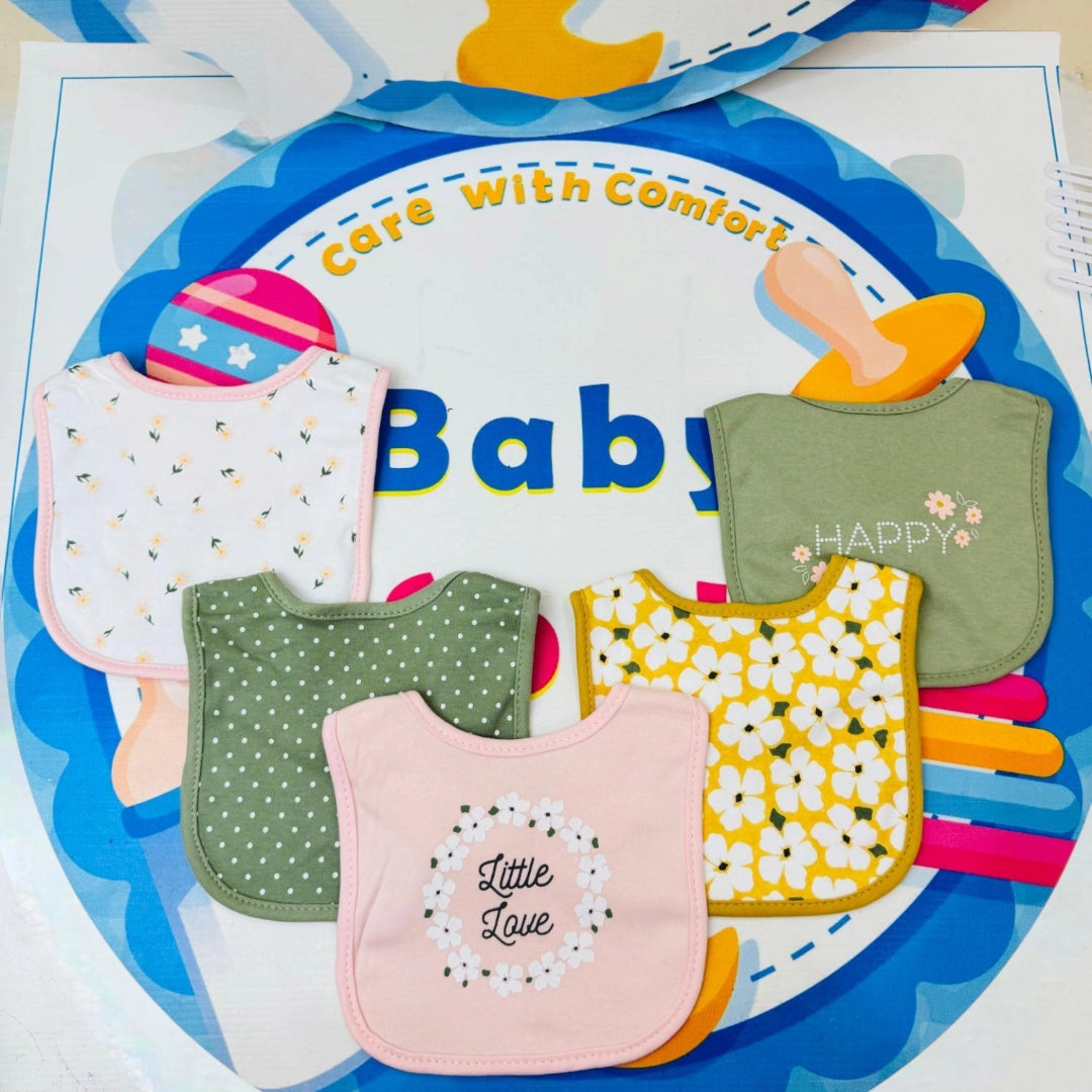 Hudson Branded Fancy Baby Bibs โ Pack of 5