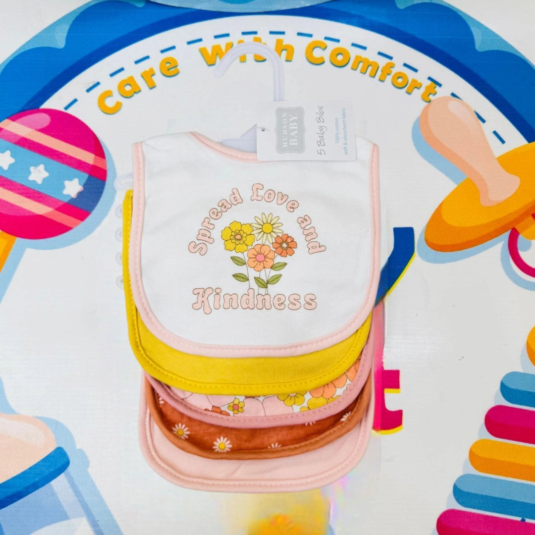 Hudson Branded Fancy Baby Bibs โ Pack of 5