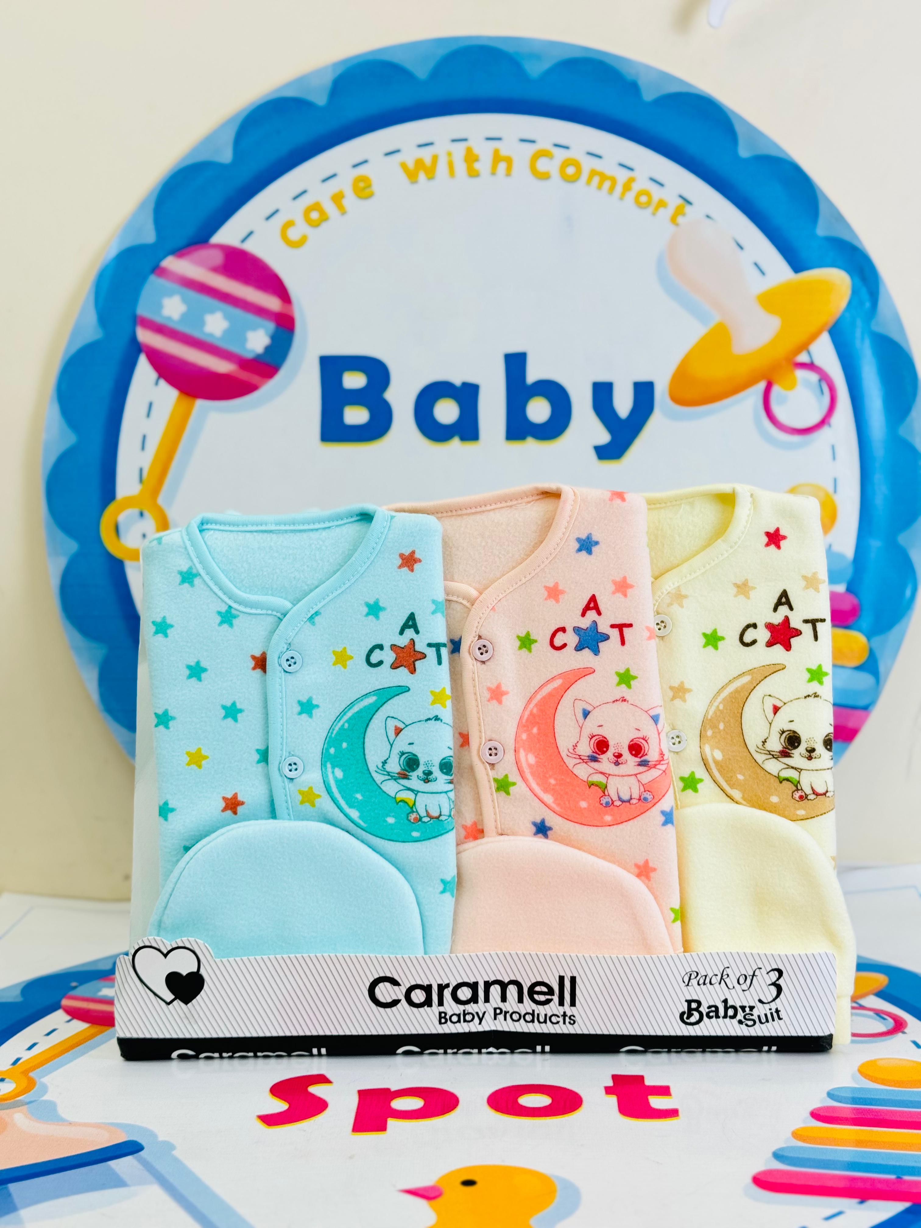 Winter Baby Suits Set – Pack of 3 with Matching Cap