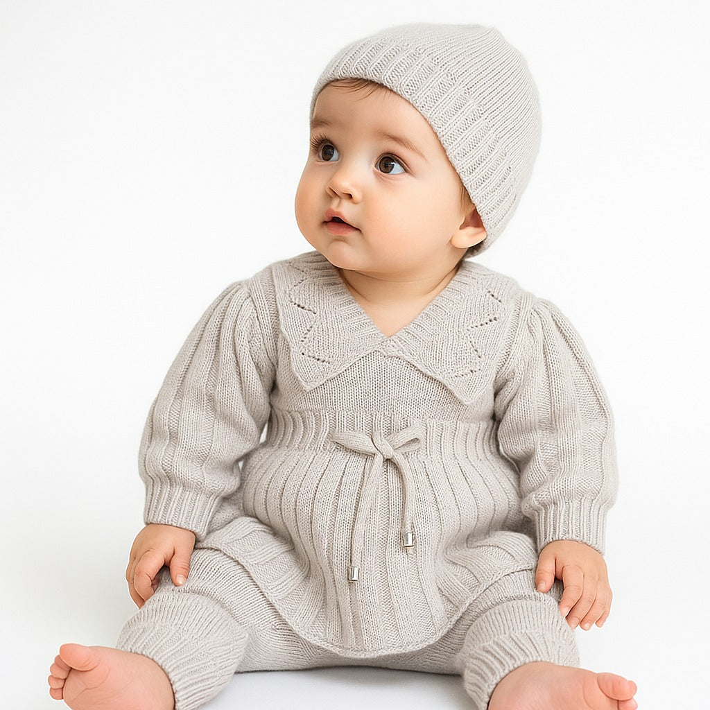 Woolen baby Frock suit with Cap
