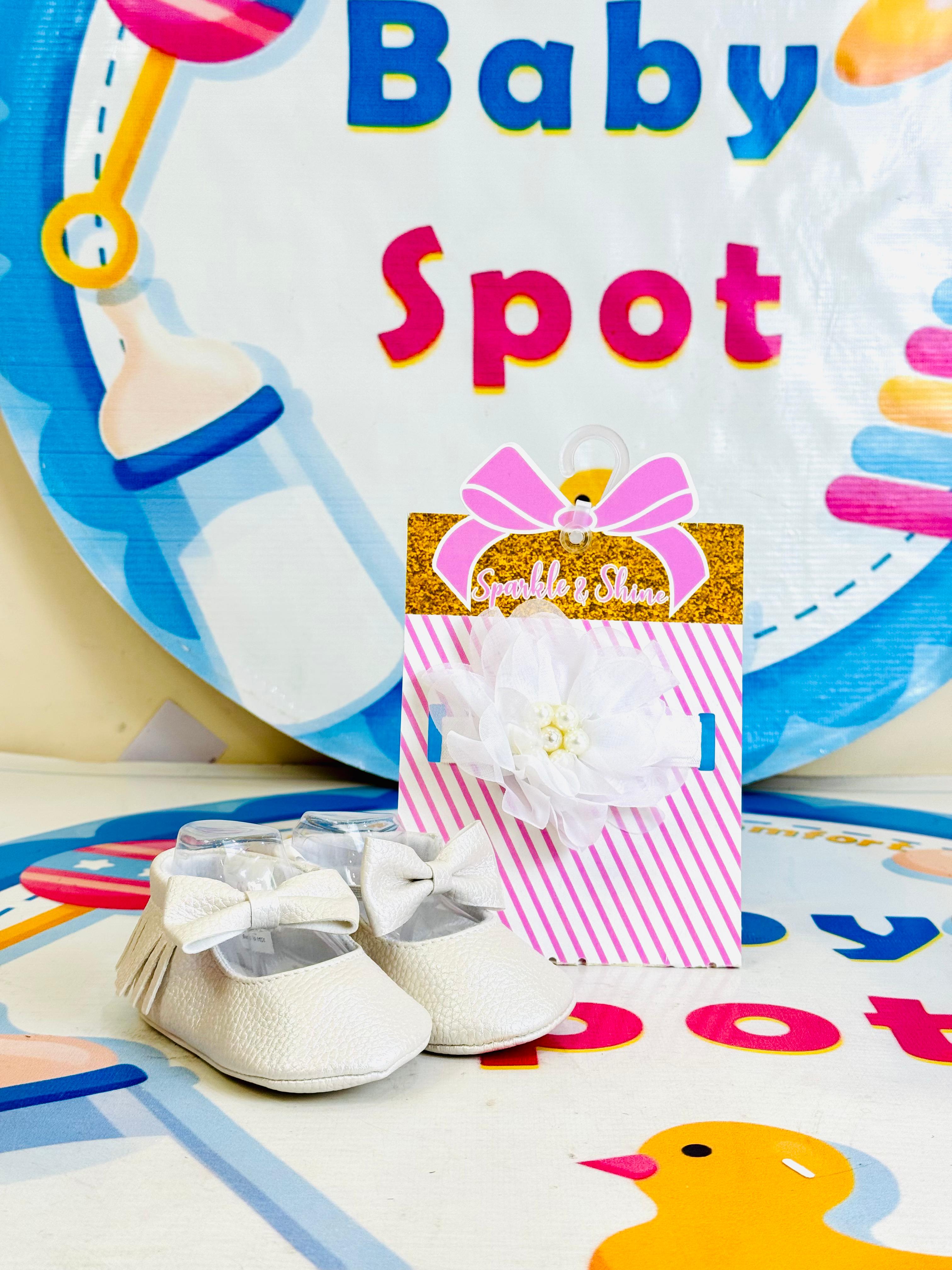 👶💖 Fancy Baby Shoes & Hair Band Set