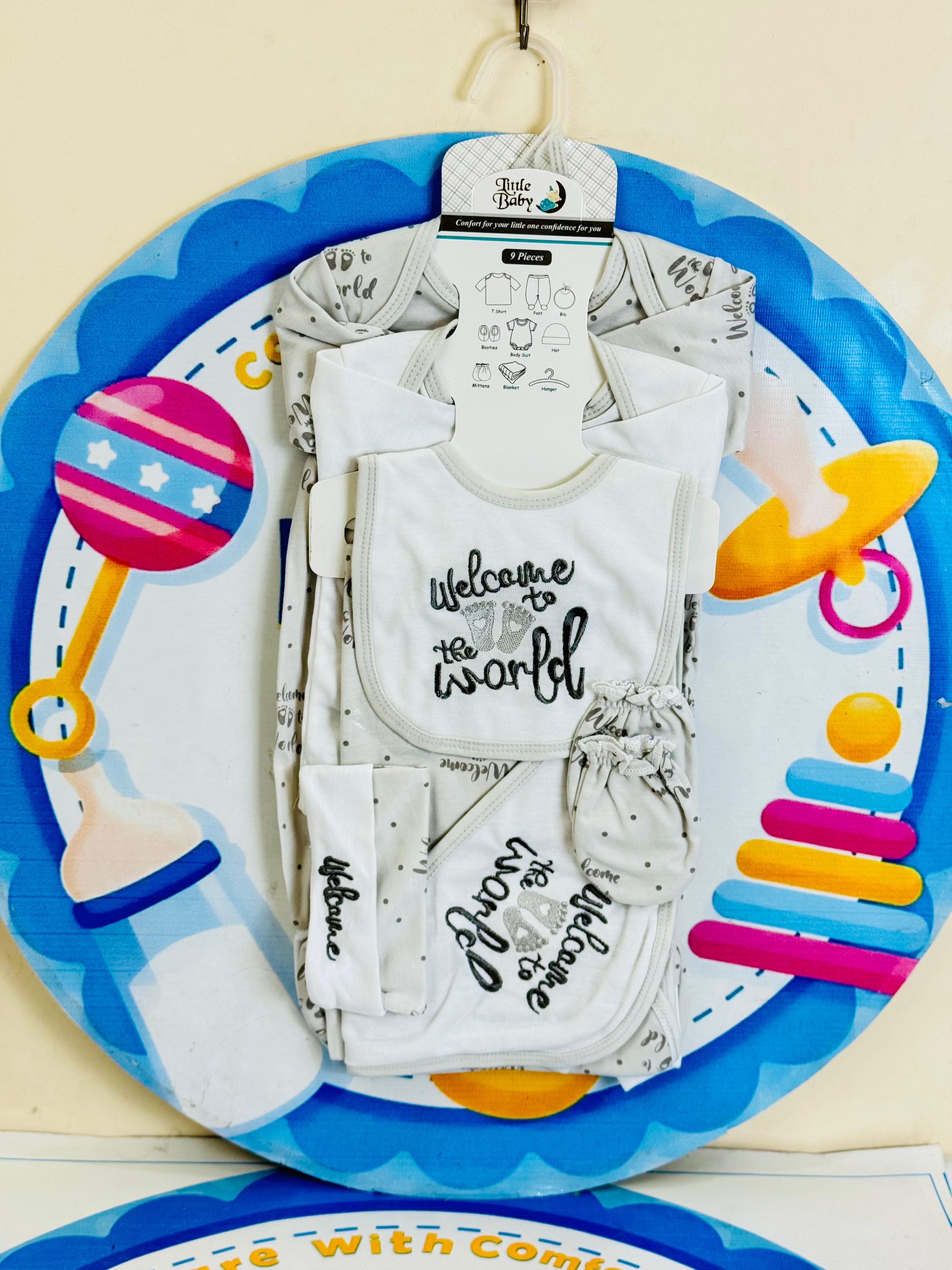 9 pcs baby starter set collection (Grey)