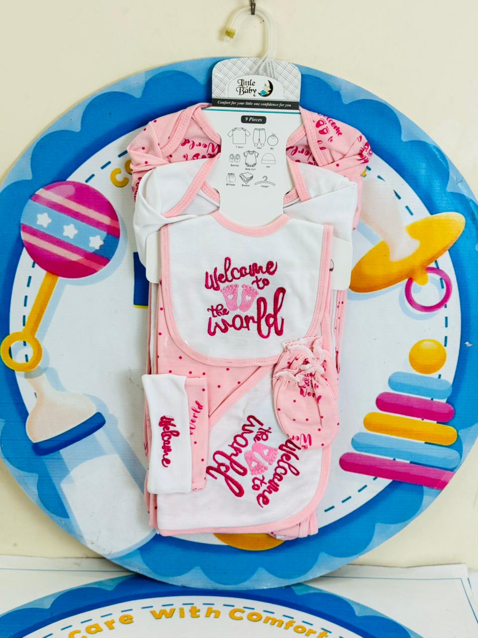 9 pcs baby starter set collection (Pink)