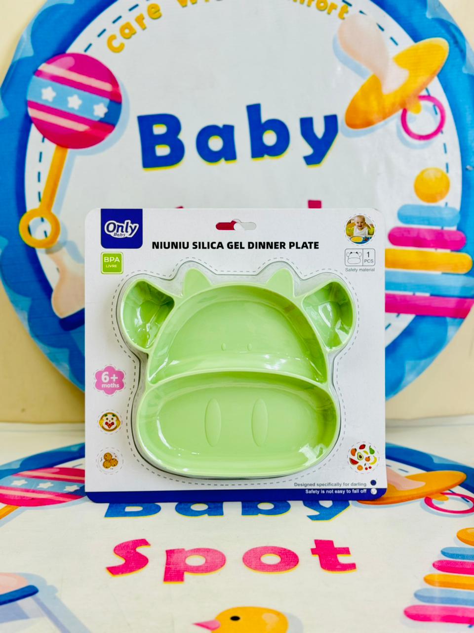 🐮 Baby Silicone Feeding Plate – Moo Shape