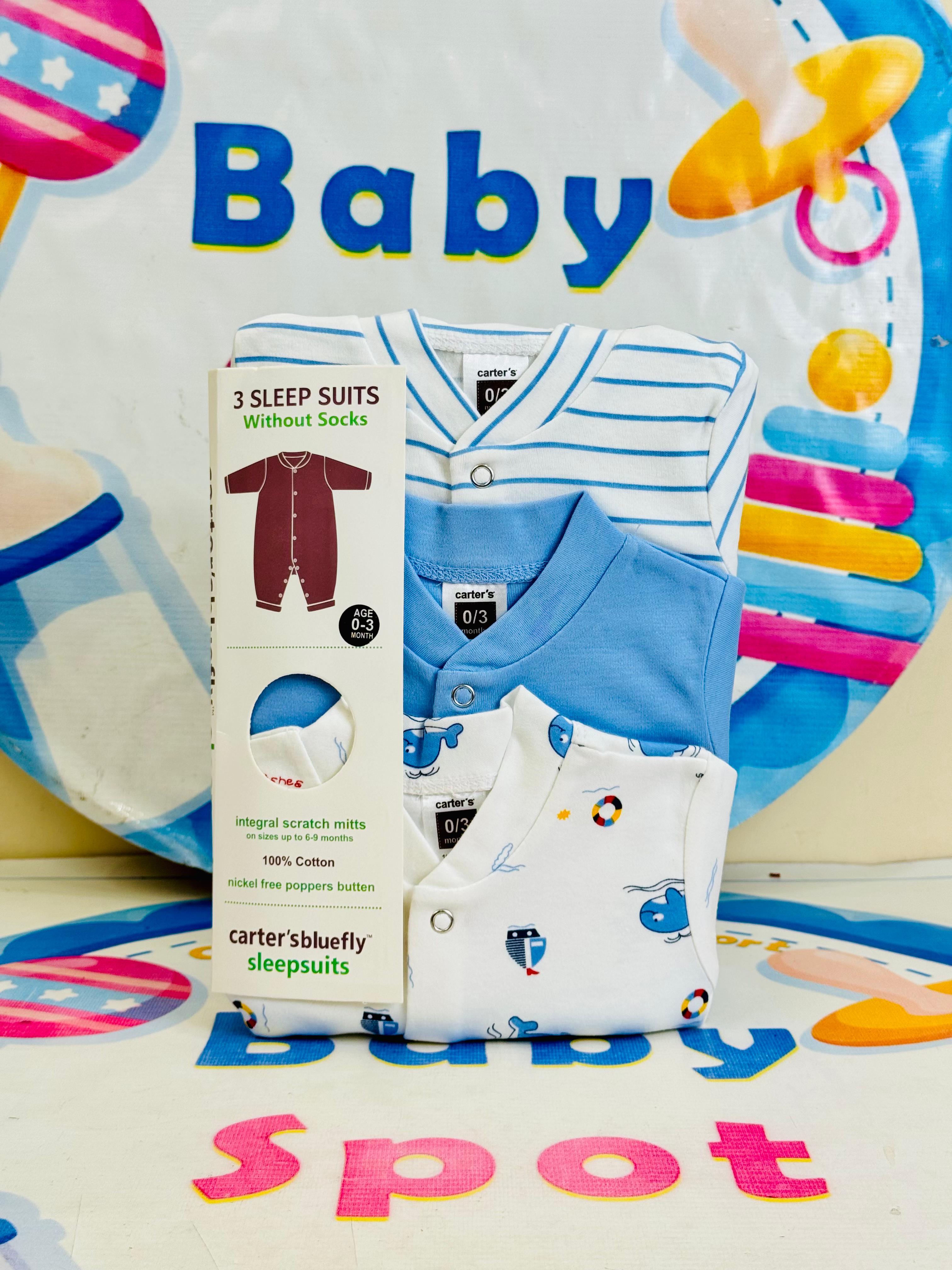Carters Pack of 3 Sleep Suit Rompers Collection SB (Open Feet)