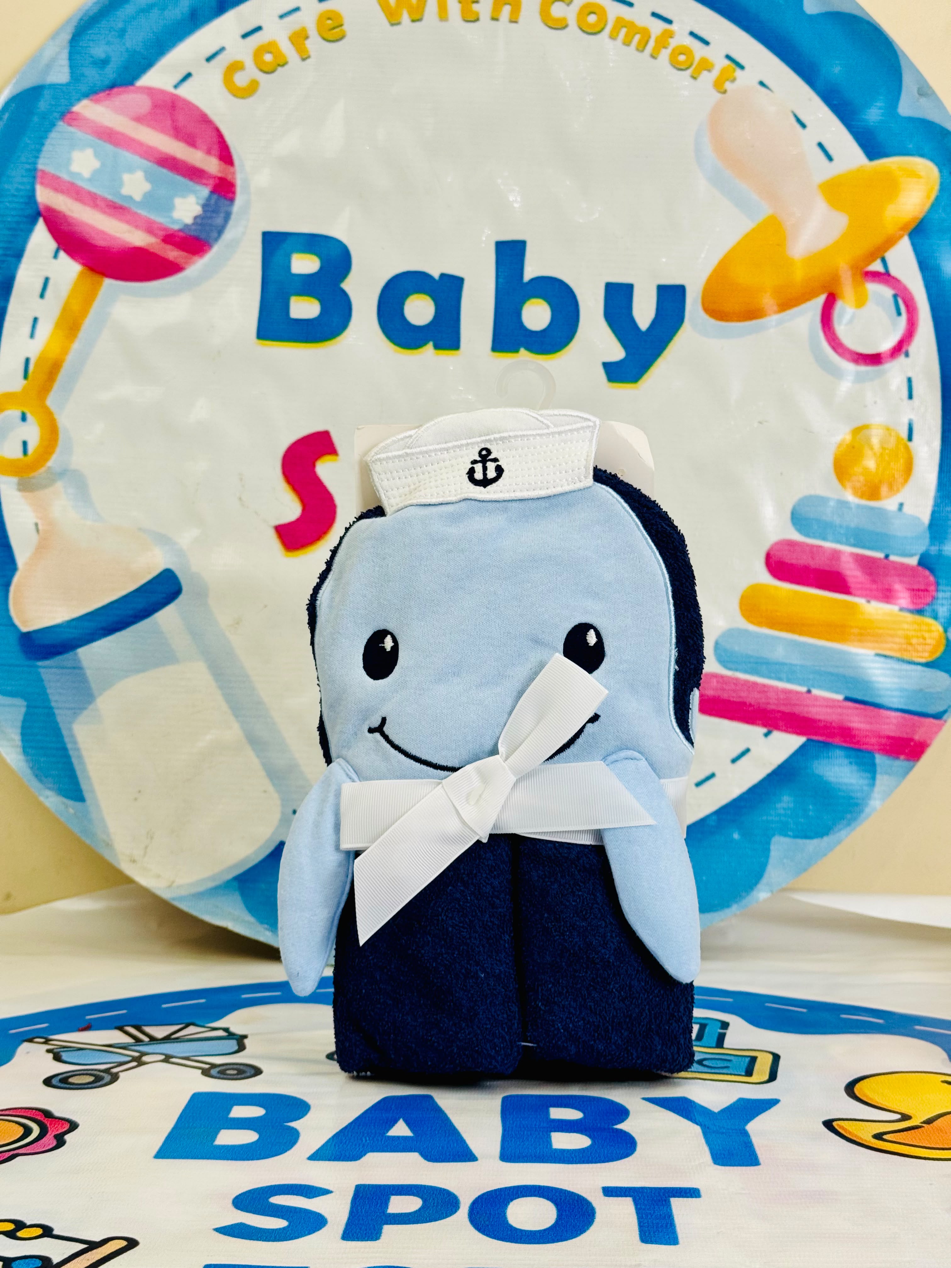 Hudson Baby Branded Baby Hooded Bath Towels(NB)