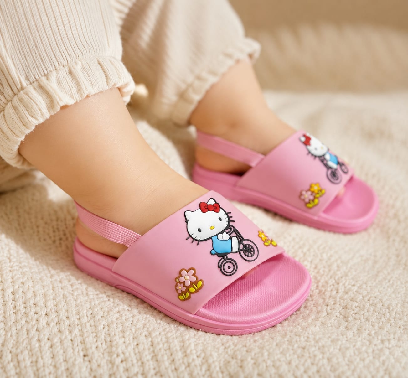 kids slides, hello kitty slides, hello kitty sandals, baby sandals, toddler sandals, girls slides, cartoon slippers, kids footwear, soft eva slippers, anti slip sandals, children slippers, baby shoes, cute sandals, kids fashion, summer sandals, lightweight slippers, back strap sandals, kids casual shoes