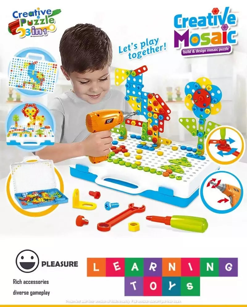 STEM Creative Design Assembling Nut Combination Toys With Drill Play – 249 pieces