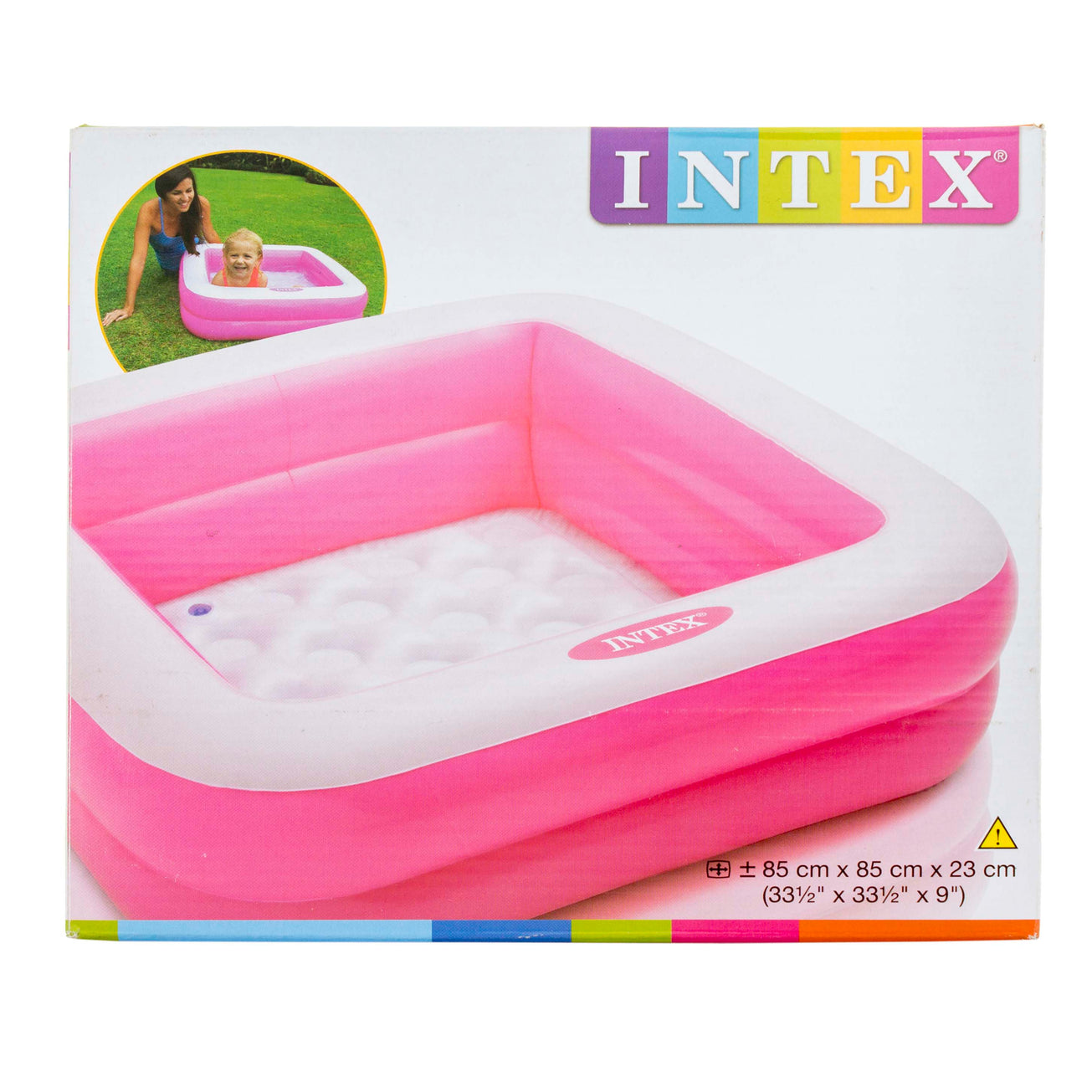🌊 Dive into fun with our complete range of baby swimming pools! 🏊♂️ From colorful designs to safe, sturdy materials, we have everything you need to keep your little one cool and entertained this summer. 💦 Perfect for backyard playdates and family gatherings. Discover our collection now and make a splash! 🌞👶
INTEX Play Box Baby Pool 33.5" X 33.5" X 9"
33.5" X 33.5" X 9" (85cm x 85cm x 23cm) Inflated.
10ga (0.25mm) vinyl.
Soft Inflatable Floor.
Capacity 6.5" (17cm) of Wall Height 15 gal (57L).
Re
