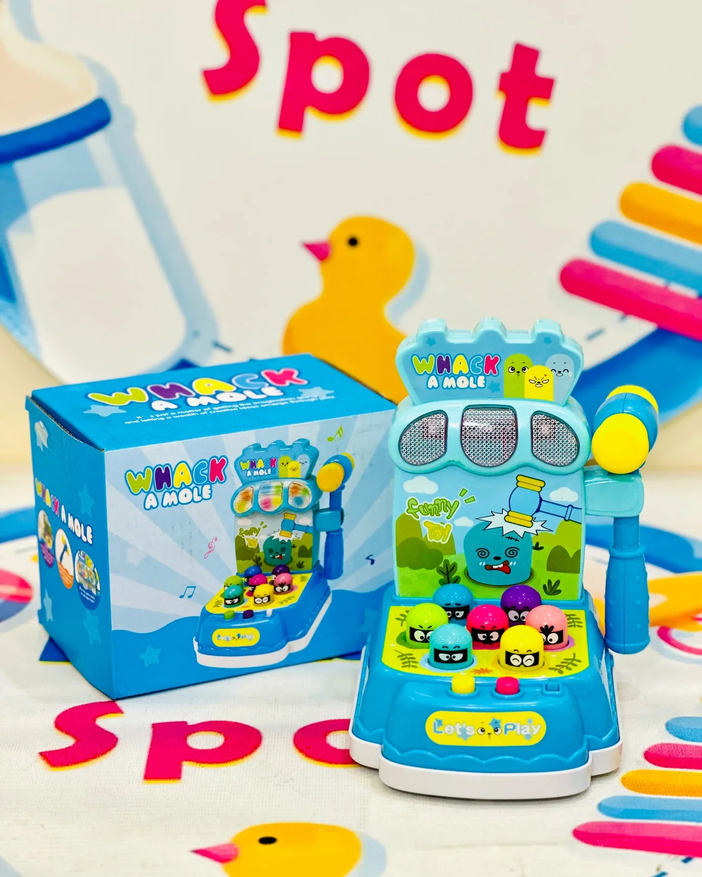 Get ready for exciting, fast-paced fun with the Whack-a-Mole Toy! Designed to boost reflexes and focus, this engaging game features light-up moles, fun sound effects, and multiple difficulty levels, making it a perfect blend of entertainment and learning. Kids will love the bright design, giggling moles, and friendly competition as they race to whack the right target!
🎮 Why Kids Love It?
🔴 Lights & Sounds – Moles pop up randomly, with 