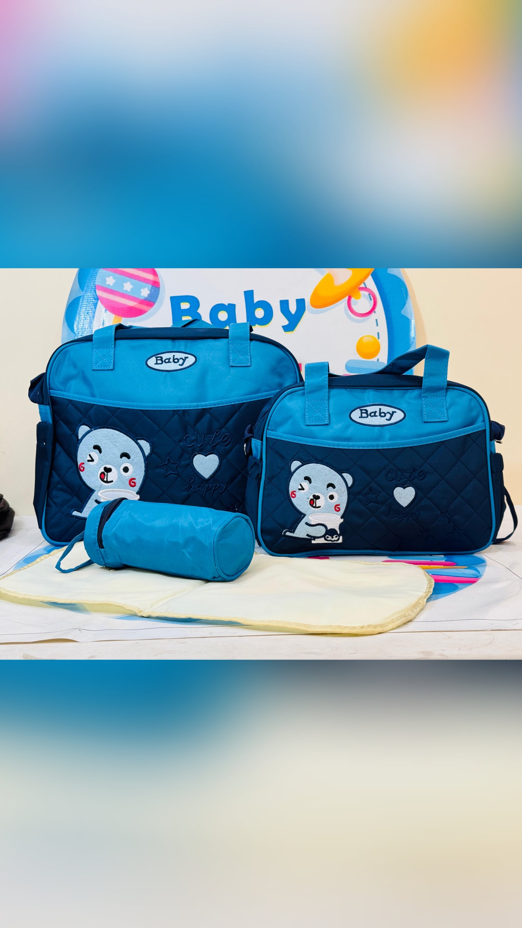 - 🎒 Baby Bag Set – The perfect solution for parents on the go!
- Includes:
- 1 Large Size Bag for all essentials
- 1 Small Size Bag for quick trips
- 1 Feeder Cover to keep bottles safe
- 1 Changing Sheet for hygiene anywhere
- Stylish and practical design with adorable details!
- Available now at www.babyspotofficial.pk
#BabyBagSet #BornBabyEssentials #ParentingMadeEasy #BabyCare #TravelWithBaby #BabySpot