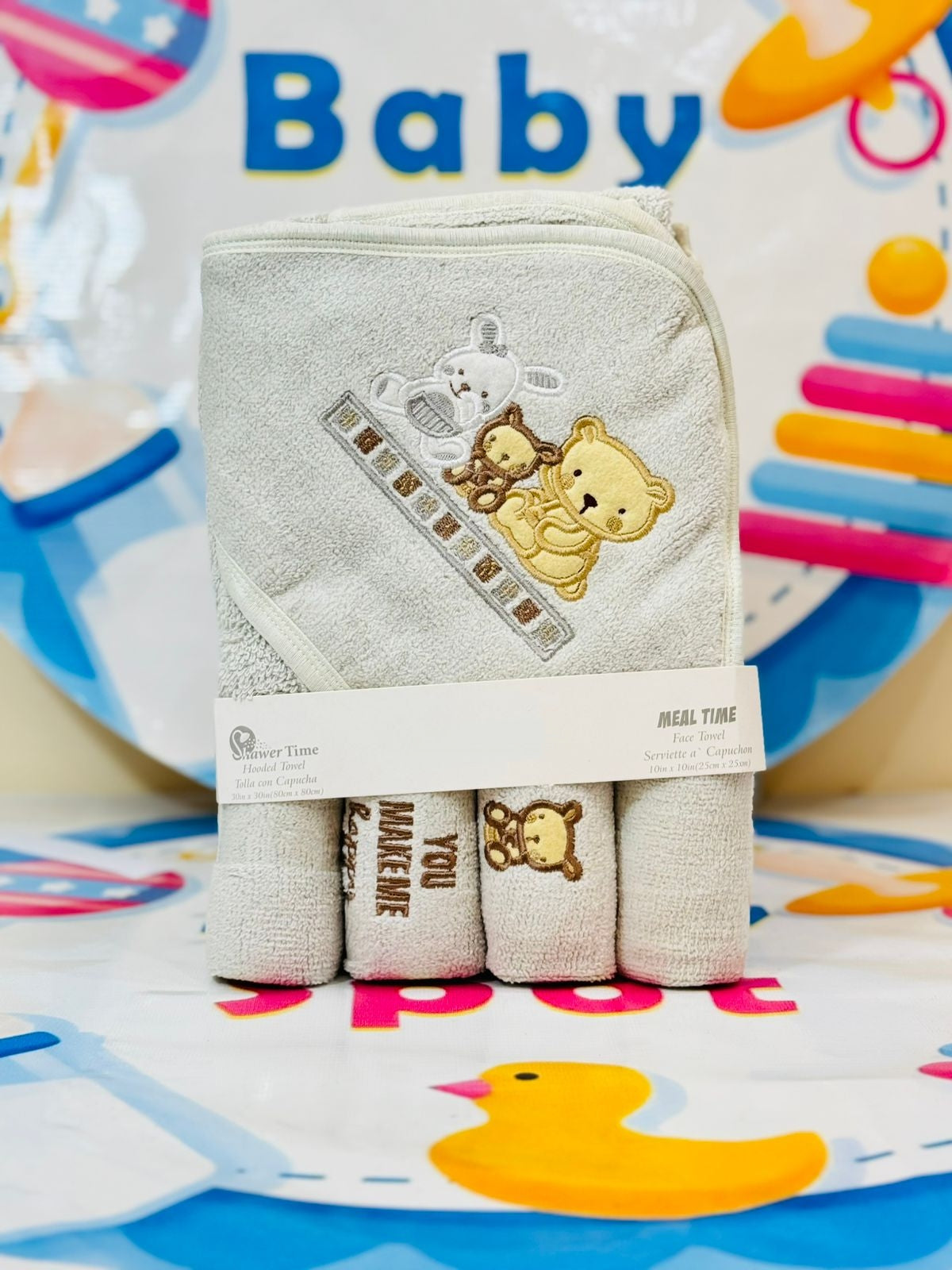 ✨ Keep your little ones comfy and dry with our premium range baby towel set! This set includes 1 soft bath towel and 4 washcloths/facetowels for everyday use. Available in 5 beautiful colors, it's a must-have for your baby's essentials.
Features:
🛁 Complete Set: Includes 1 bath towel and 4 soft, absorbent washcloths.
🌈 5 Beautiful Colors: Perfect for matching with your baby’s essentials.
💎 Premium Quality: Made with baby-friendly, super soft, and highly absorbent fabric.
🌟 Multi-Purpose Use: Ideal