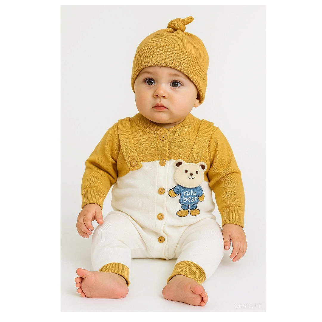 Imported Woolen Baby Rompers with cap