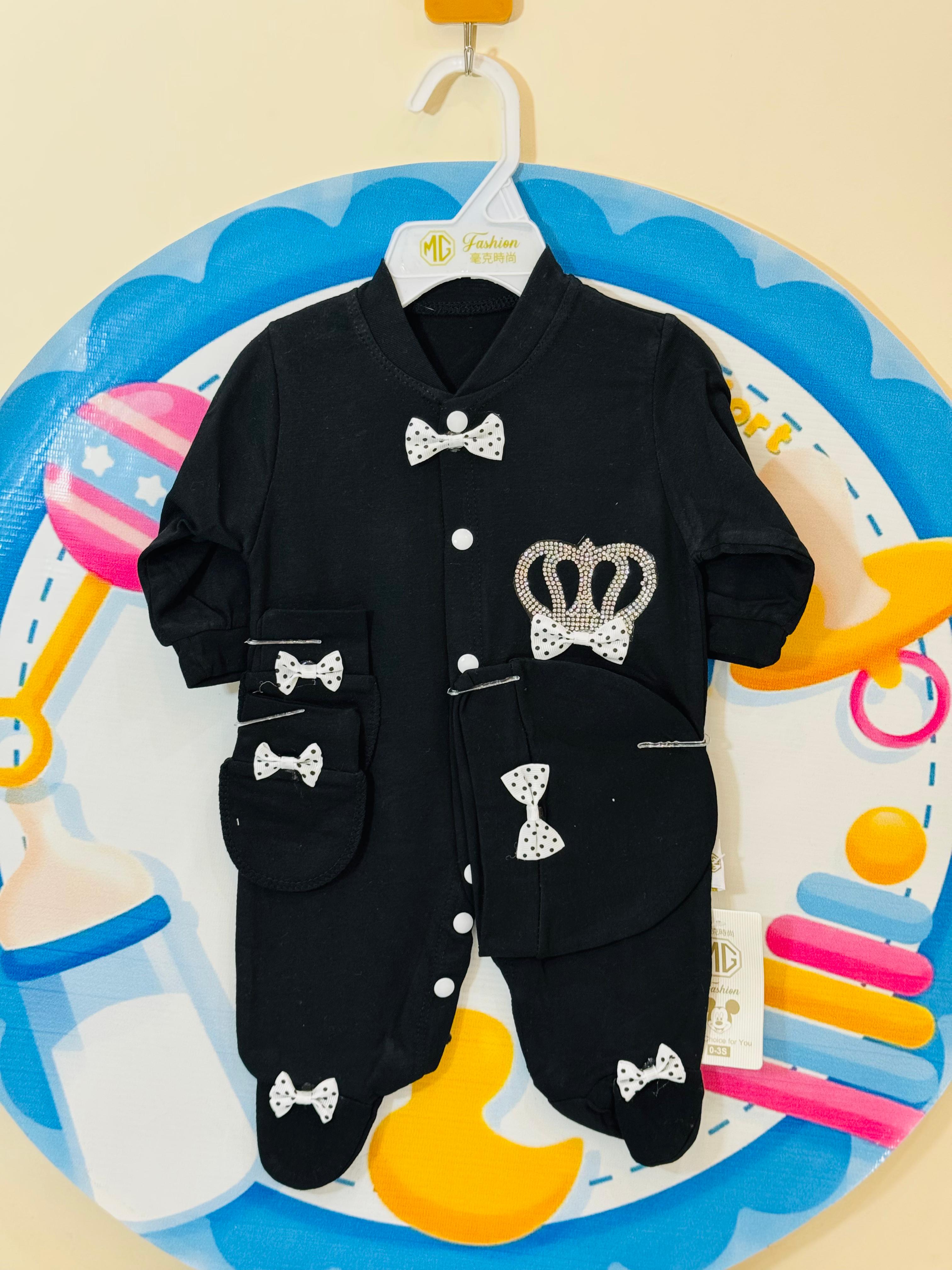 Fancy crown Romper set Black