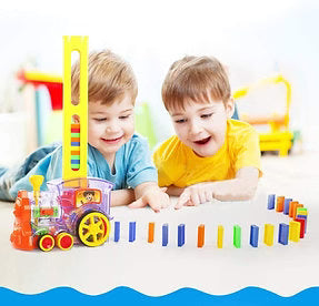 DOMINO TRAIN WITH BUILDING AND STACKING BLOCKS SET