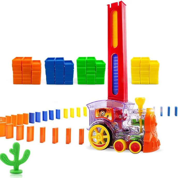 DOMINO TRAIN WITH BUILDING AND STACKING BLOCKS SET