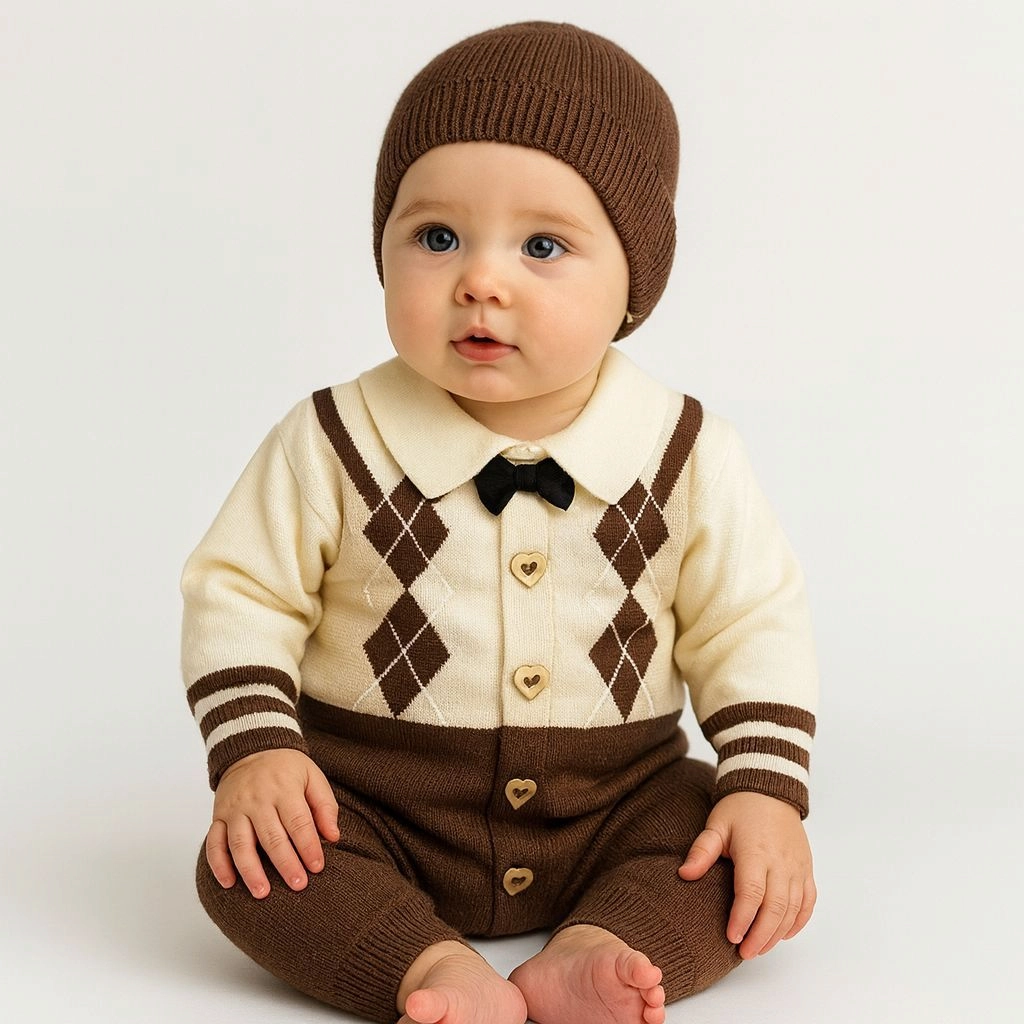 Imported Woolen Baby Rompers with cap