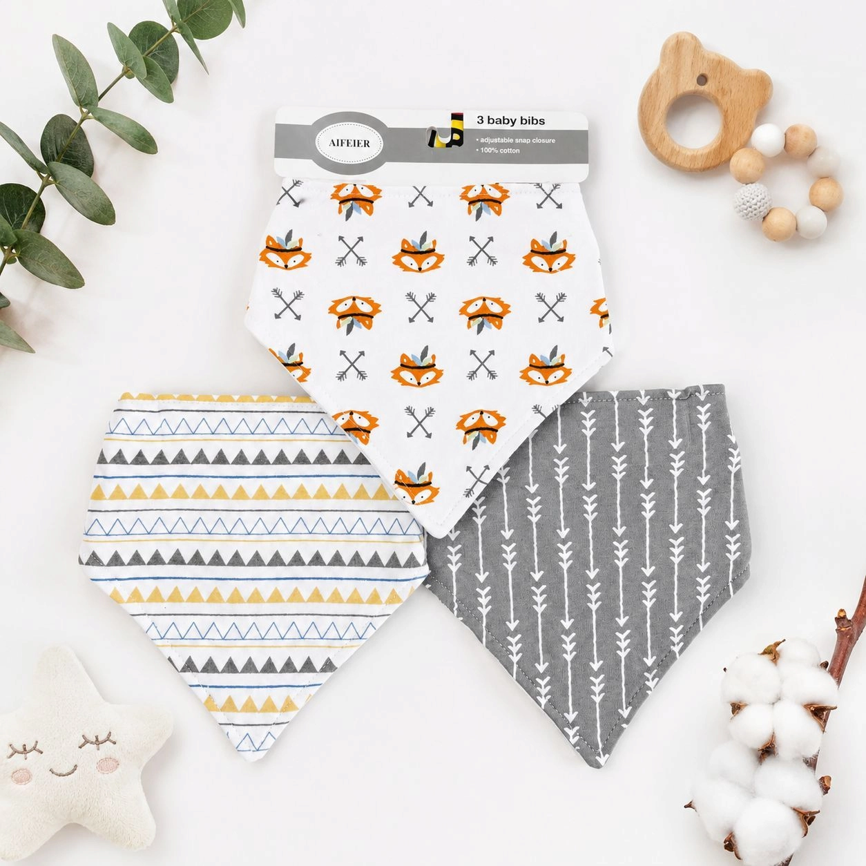 AIFEIER Premium Baby Bandana Bibs – Set of 3