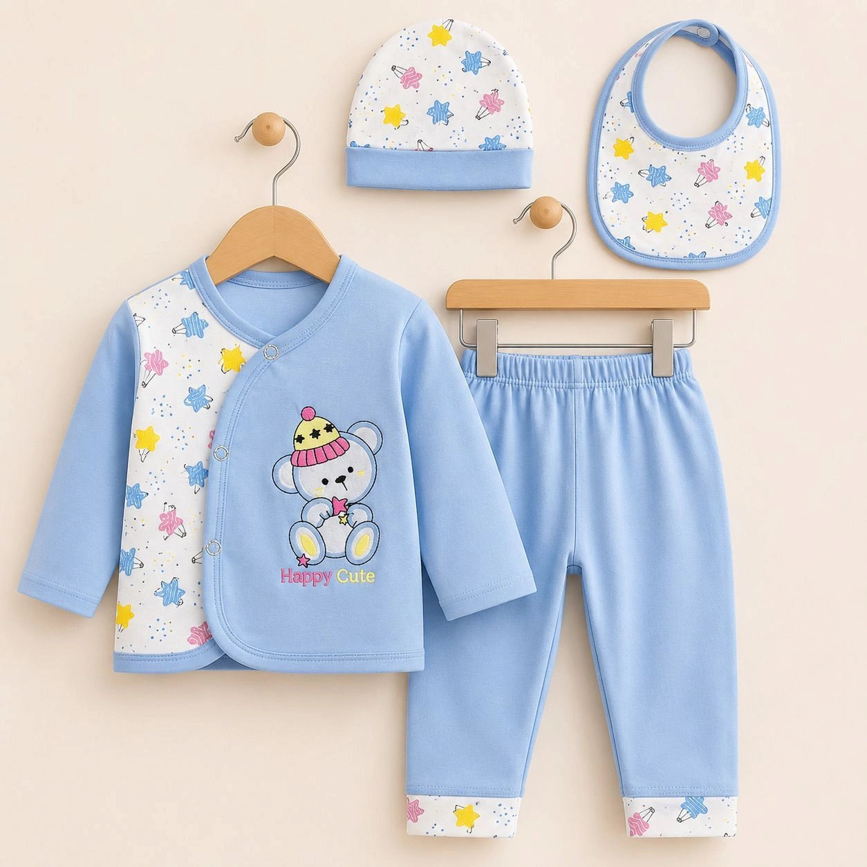 Baby Pajama Suit with Cap & Bib Bstep(0-3 months)