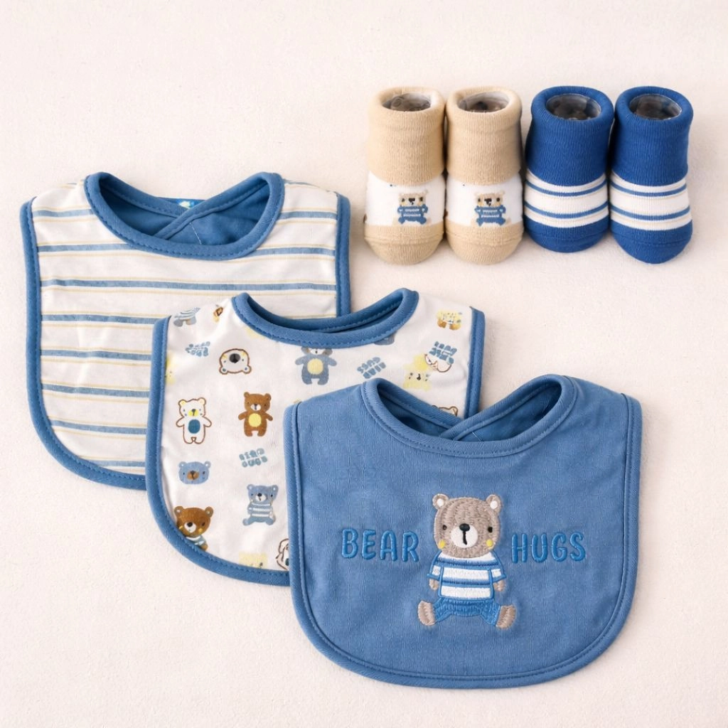 BABY BIBS-HUDSON BRAND-PACK OF 5