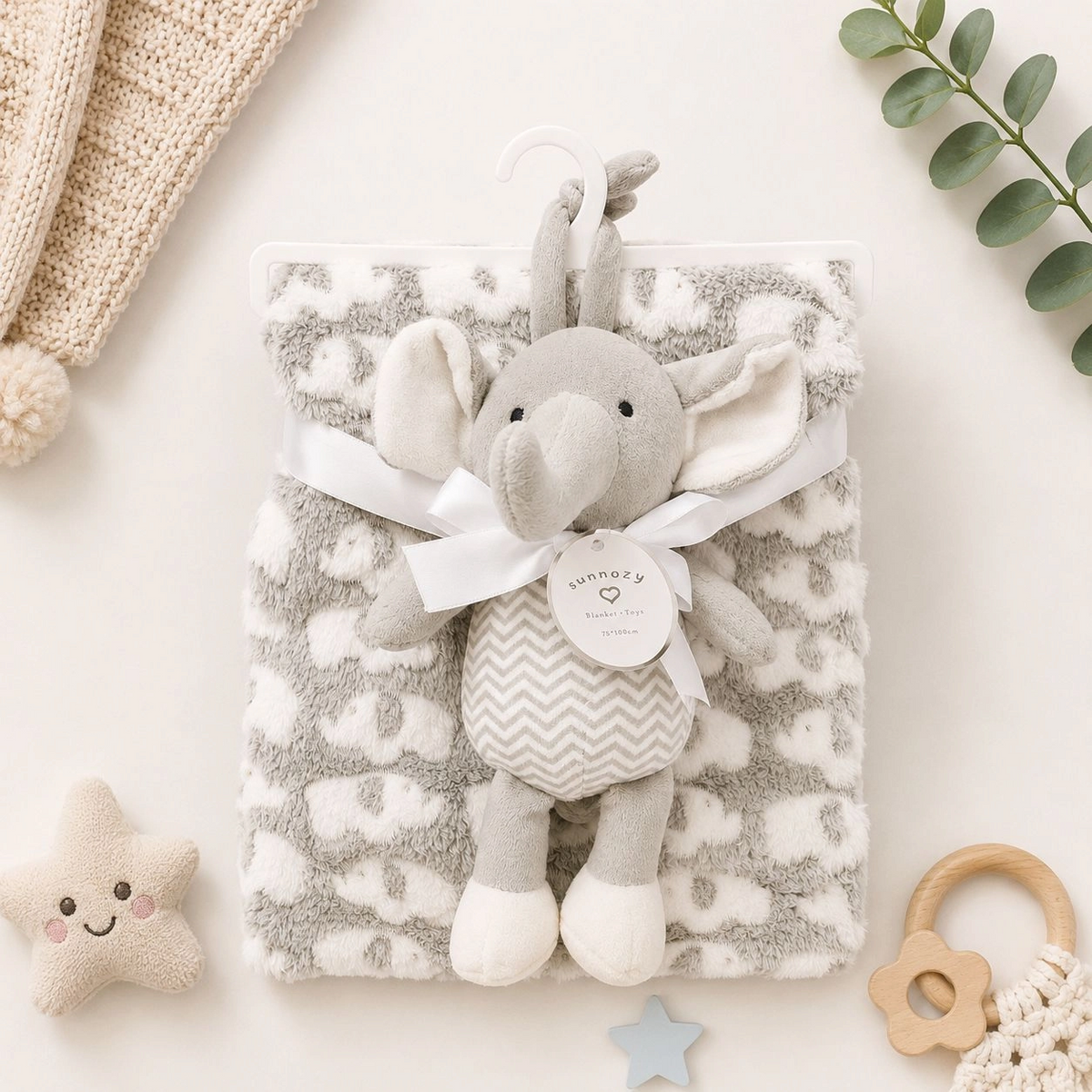 š§ø Sunnozy Baby Blanket with Stuff Toy(Gr)