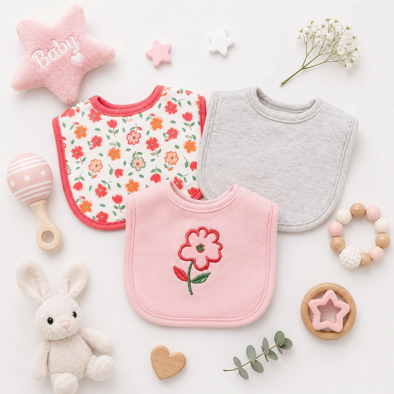 Hudson Branded Fancy Baby Bibs โ Pack of 3