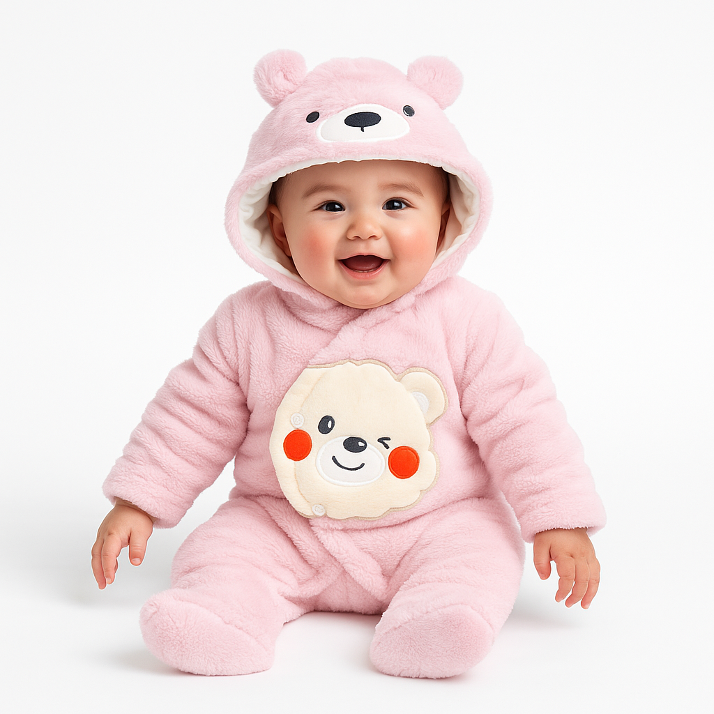 Baby Quilted Fur Winter Rompers – Cozy & Stylish