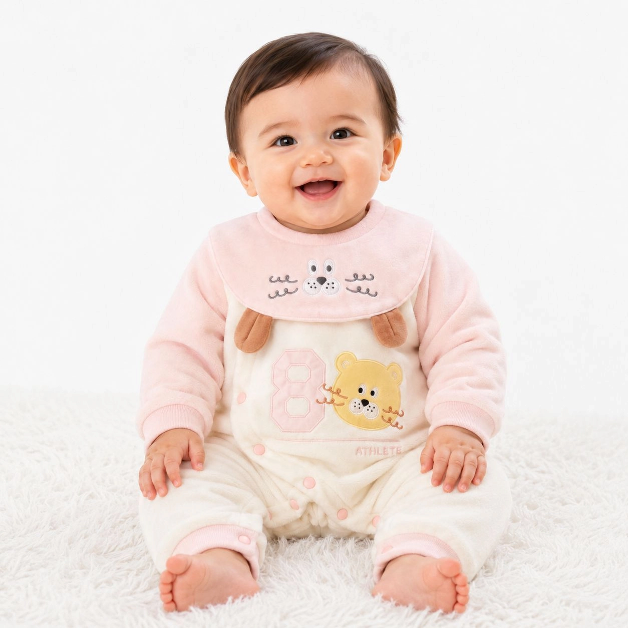 Baby Quilted Foaming Romper with bib – Cozy & Stylish