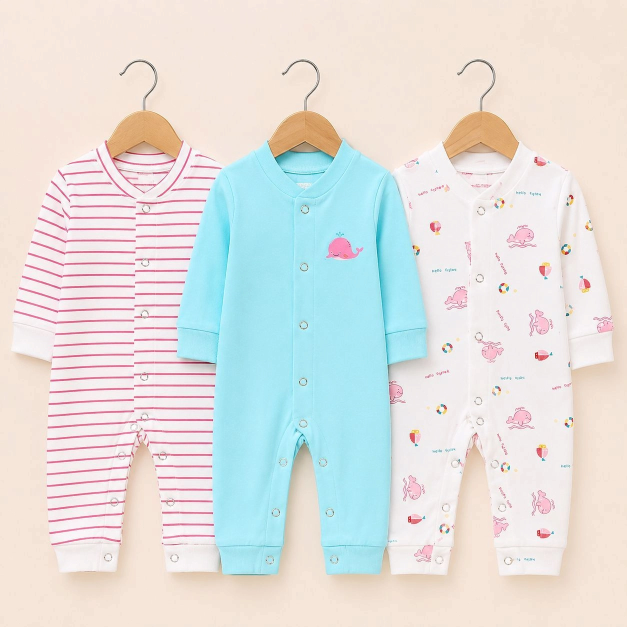 Carters Pack of 3 Sleep Suit Rompers Collection P (Open Feet)