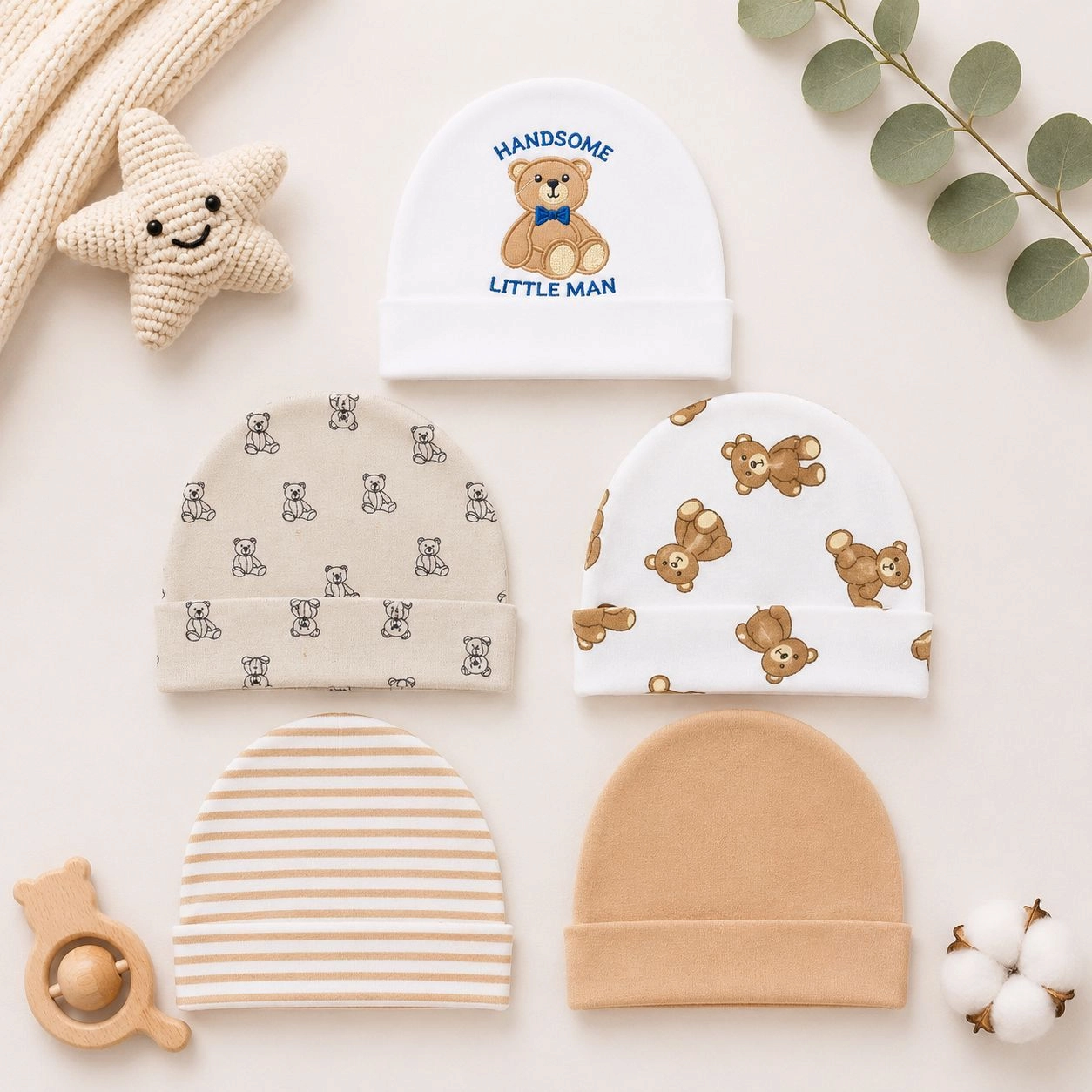 Hudson Baby Summer Caps – Pack of 5 | Unisex Collection