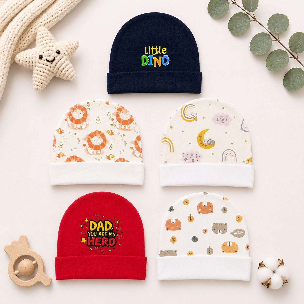Hudson Baby Summer Caps – Pack of 5 | Unisex Collection