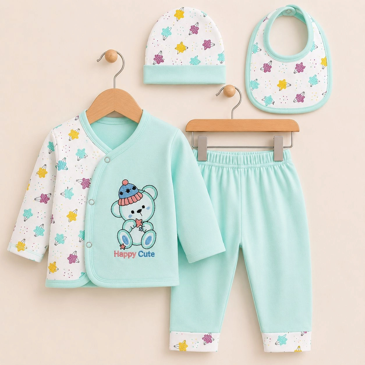 Baby Pajama Suit with Cap & Bib Bstep(0-3 months)