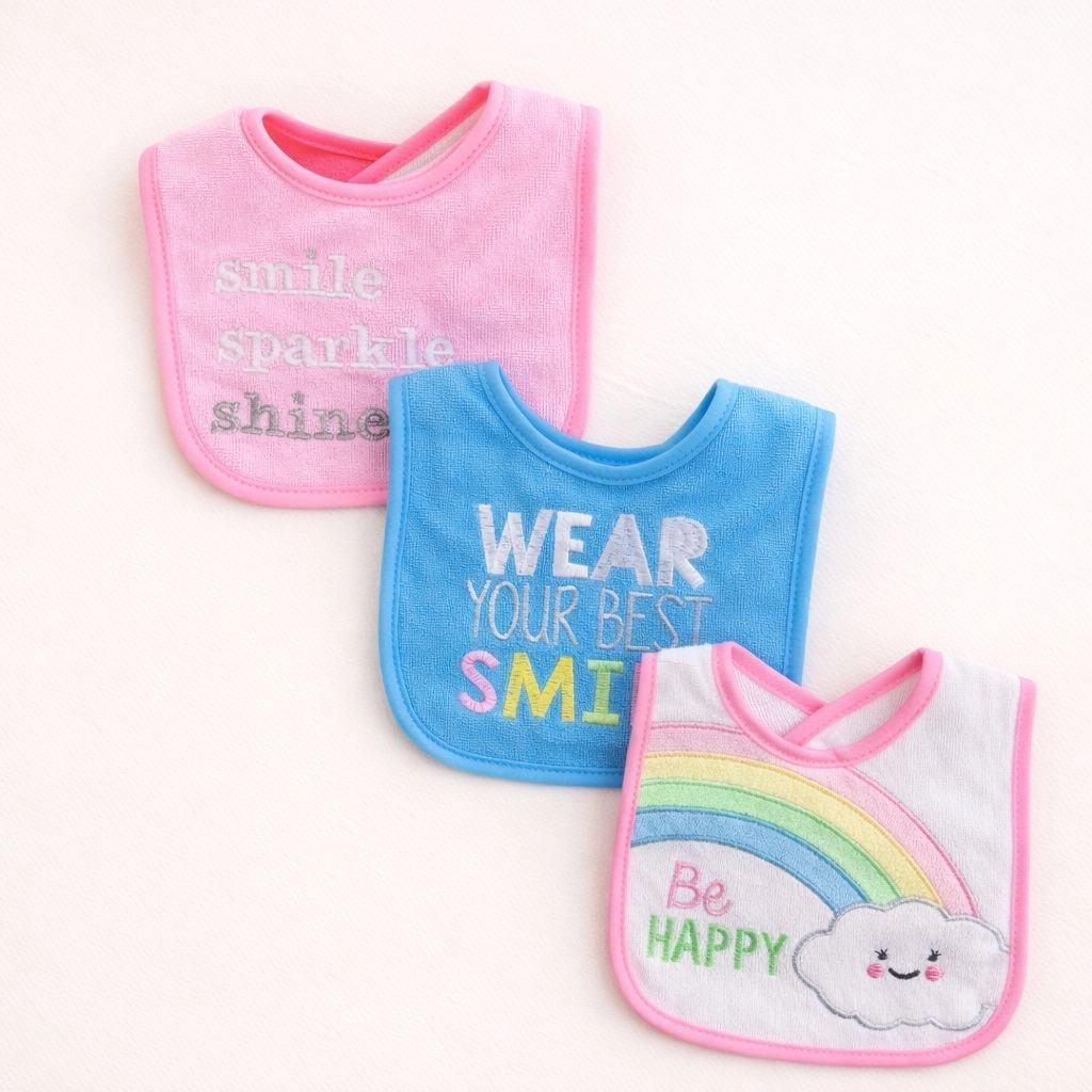 Hudson Branded Fancy Baby Bibs โ Pack of 3