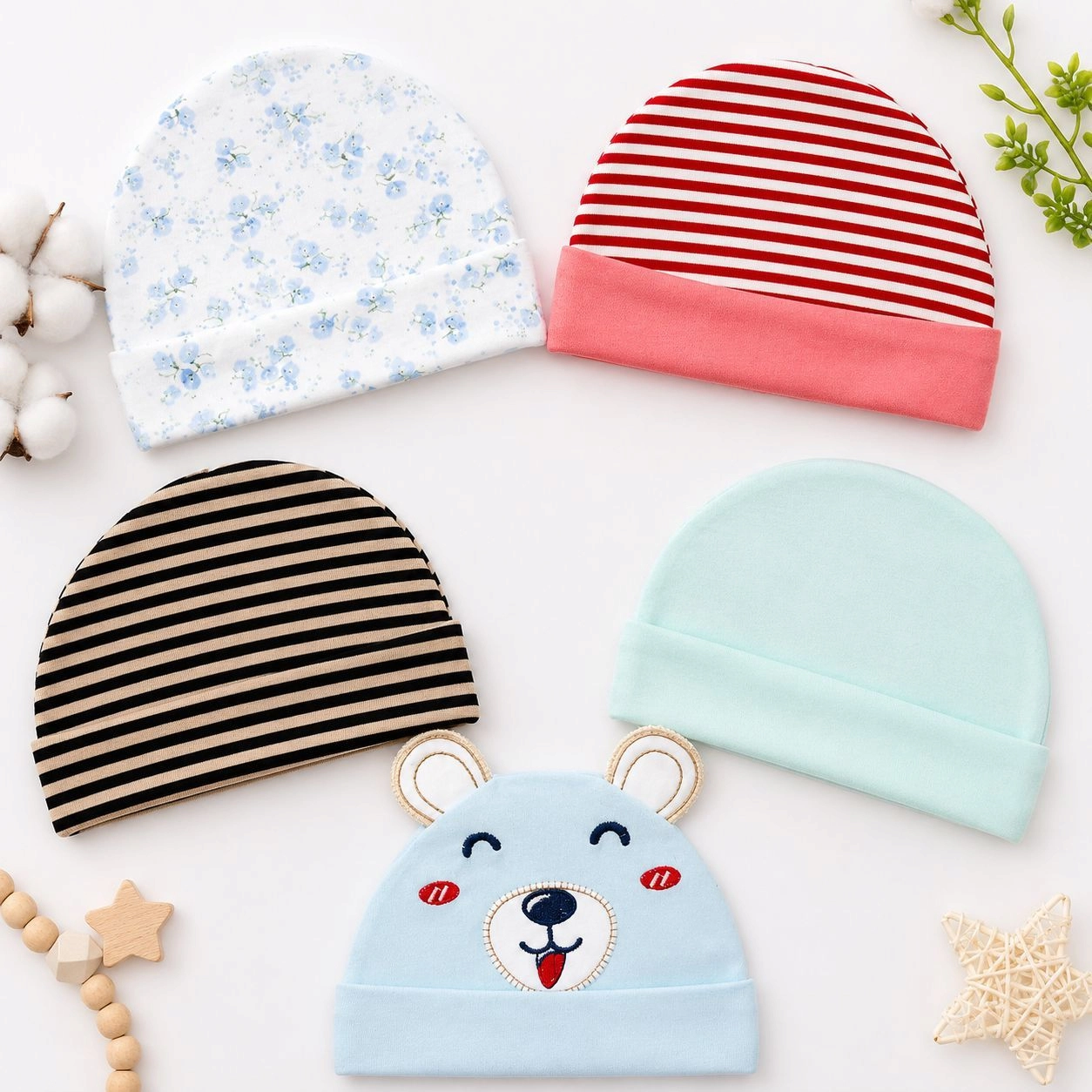 Hudson Baby Summer Caps โ Pack of 5 | Unisex Collection