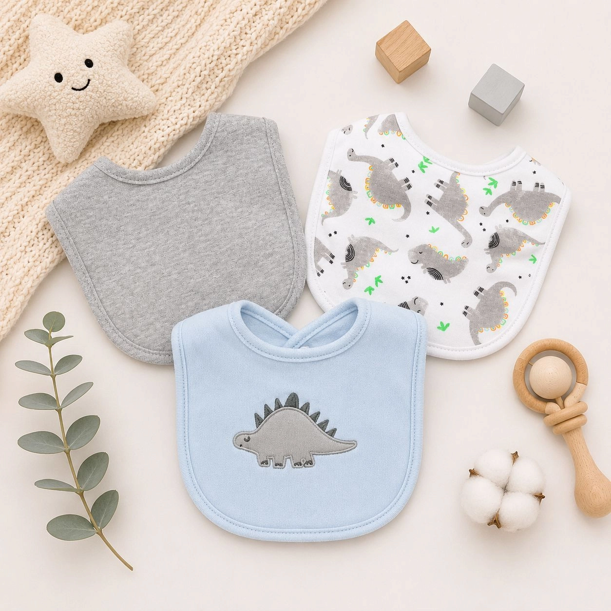 Hudson Branded Fancy Baby Bibs โ Pack of 3
