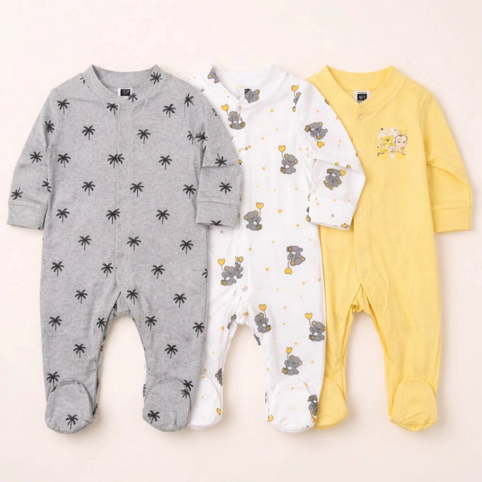 Carters Pack of 3 Sleep Suit Rompers Collection Y (open feet )