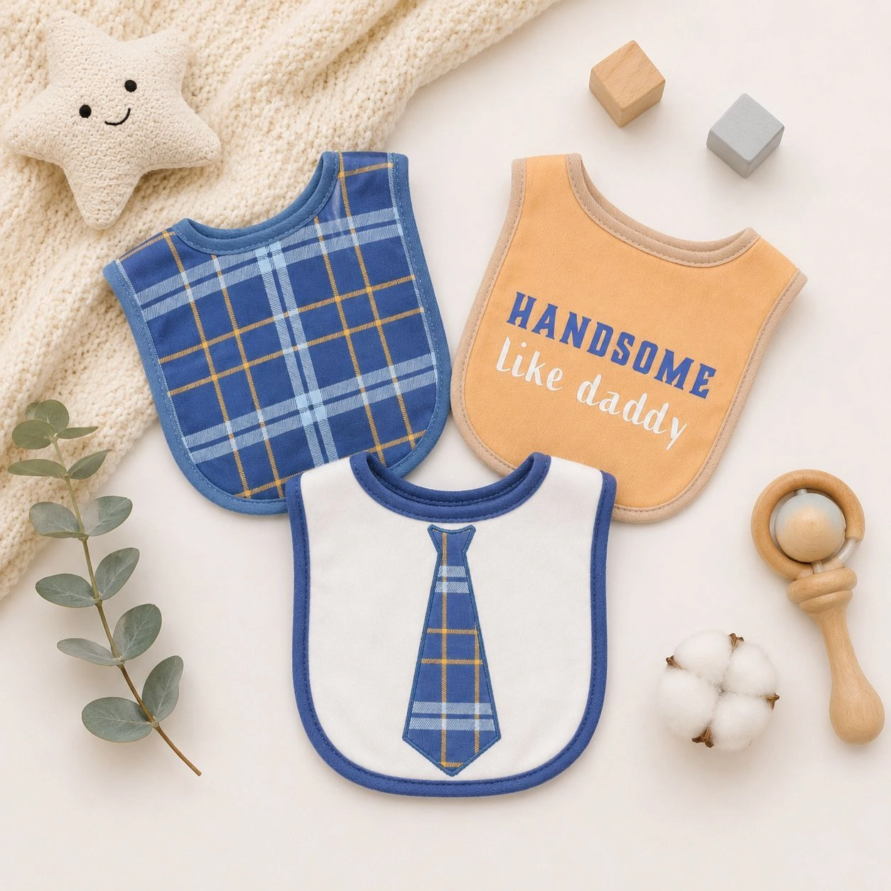 Hudson Branded Fancy Baby Bibs โ Pack of 3