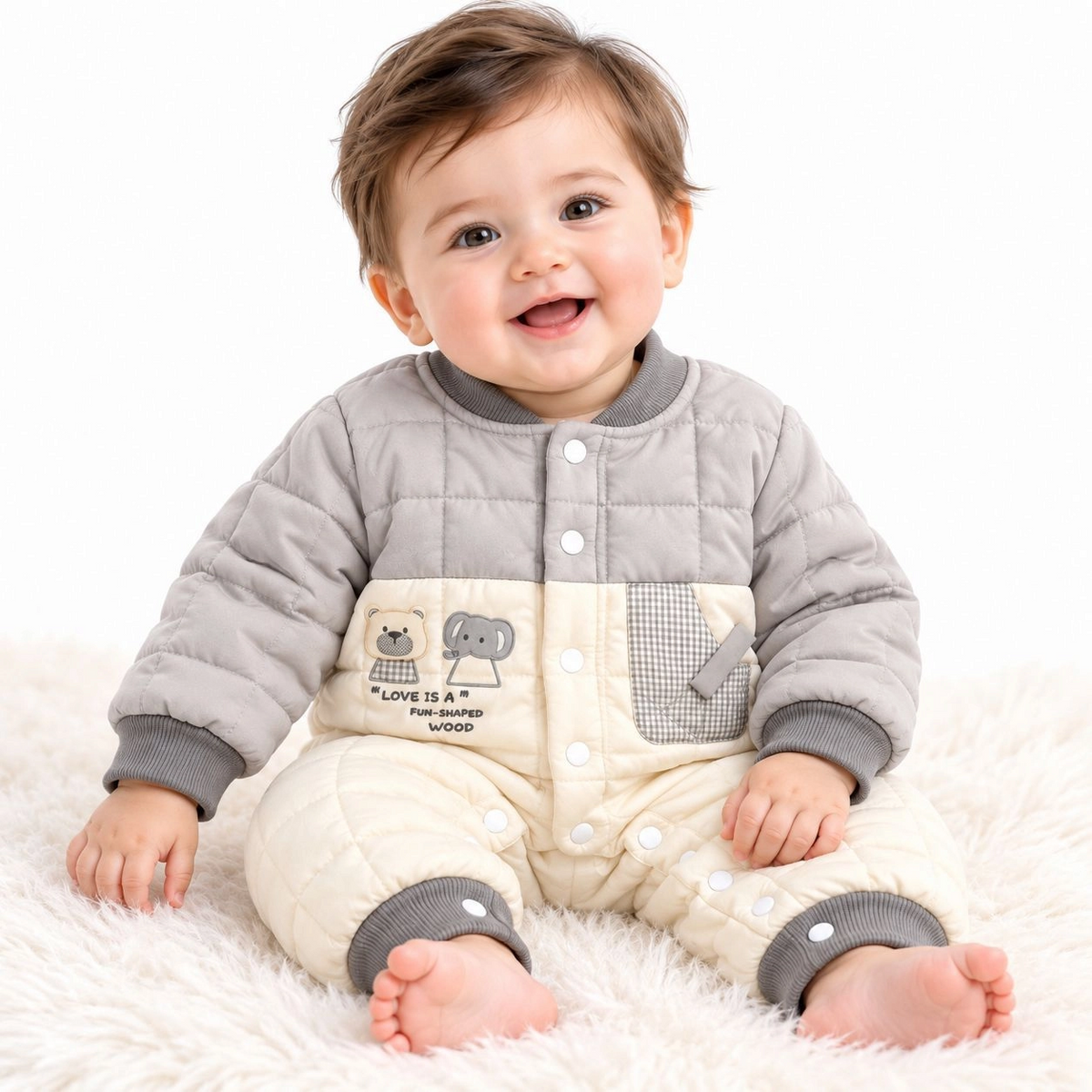 Baby Quilted Foaming Winter Rompers β Cozy & Stylish