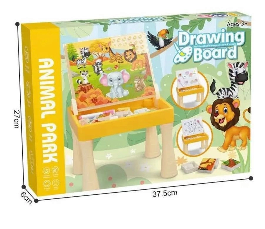 Drawing Board Animal Park With Multifunctional Magnetic Block Puzzle