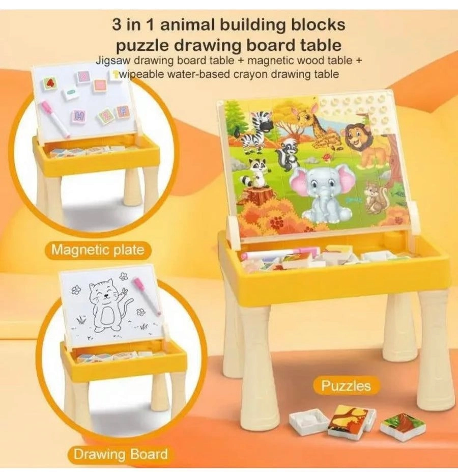 Drawing Board Animal Park With Multifunctional Magnetic Block Puzzle