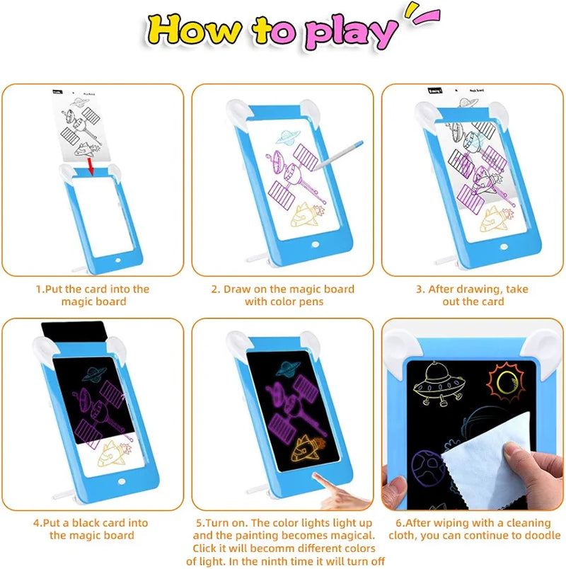 3D Magic Drawing Board for kids,create Art that glows.
