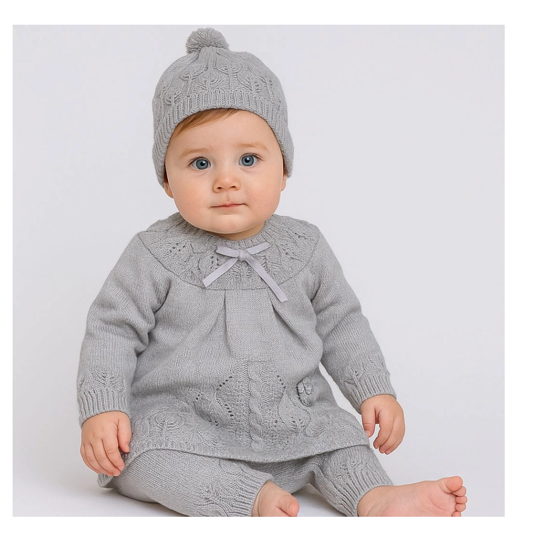 Woolen baby Frock suit with Cap